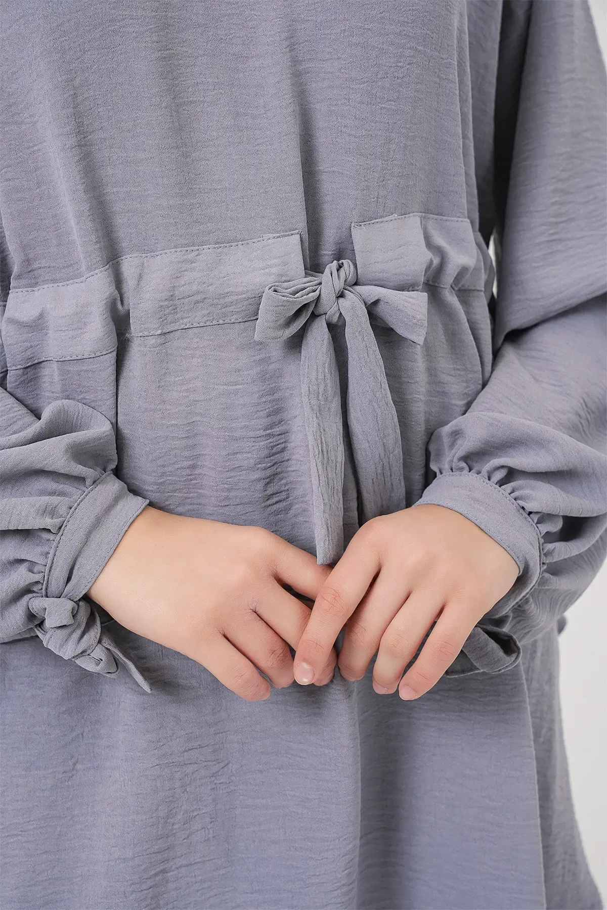 Kadın Uzun Tunik Pantolon İkili Takım 6719 - Gri