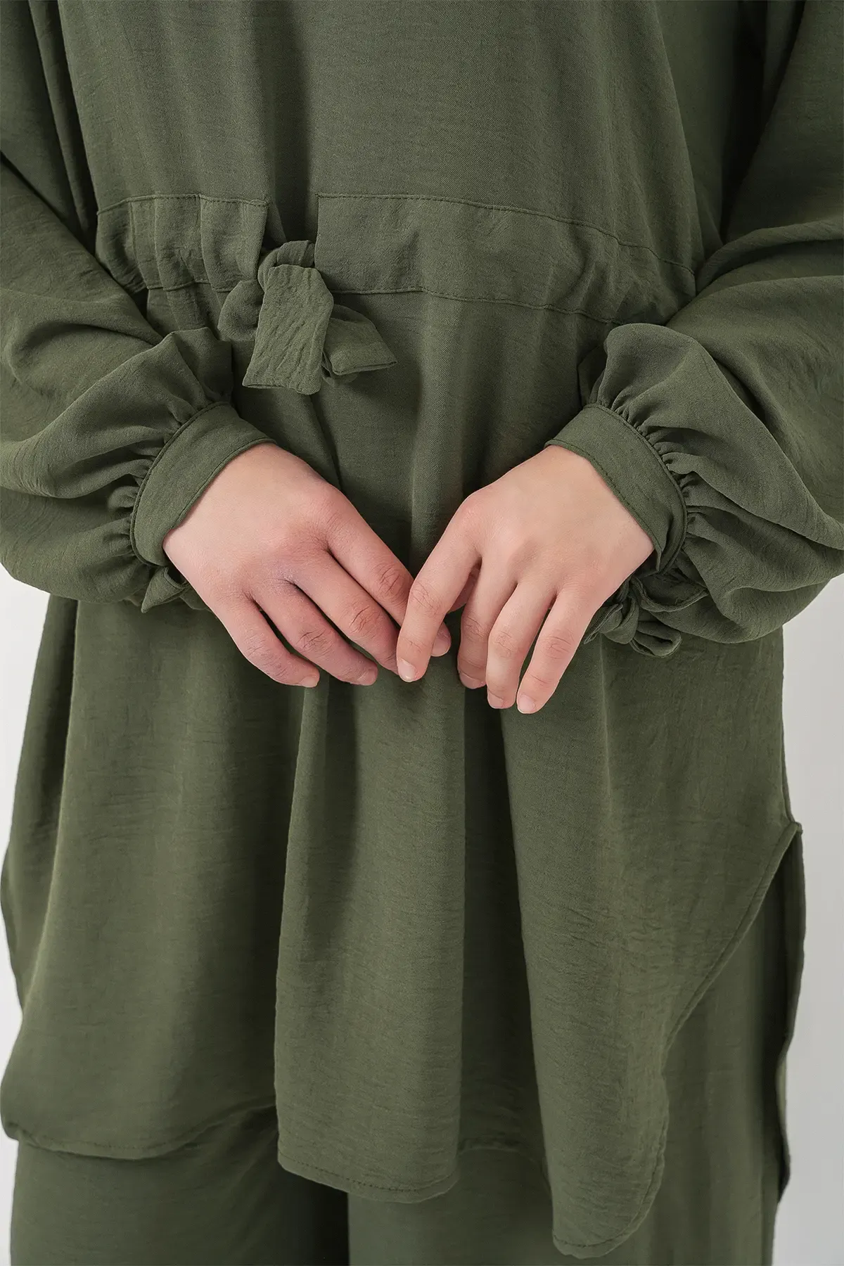 Kadın Uzun Tunik Pantolon İkili Takım 6719 - Haki