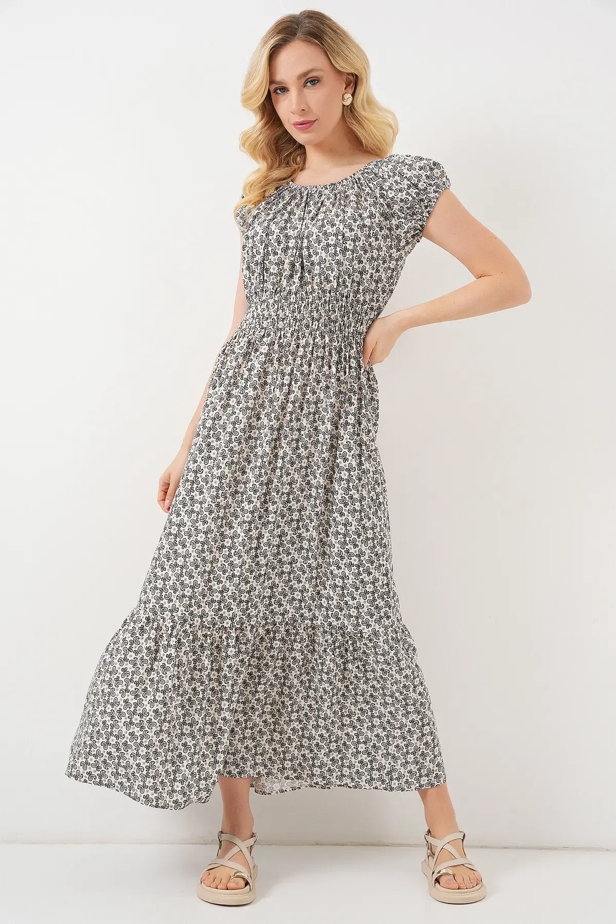 Kadın Yakası Büzgü Detaylı Elbise 2544 - Siyah