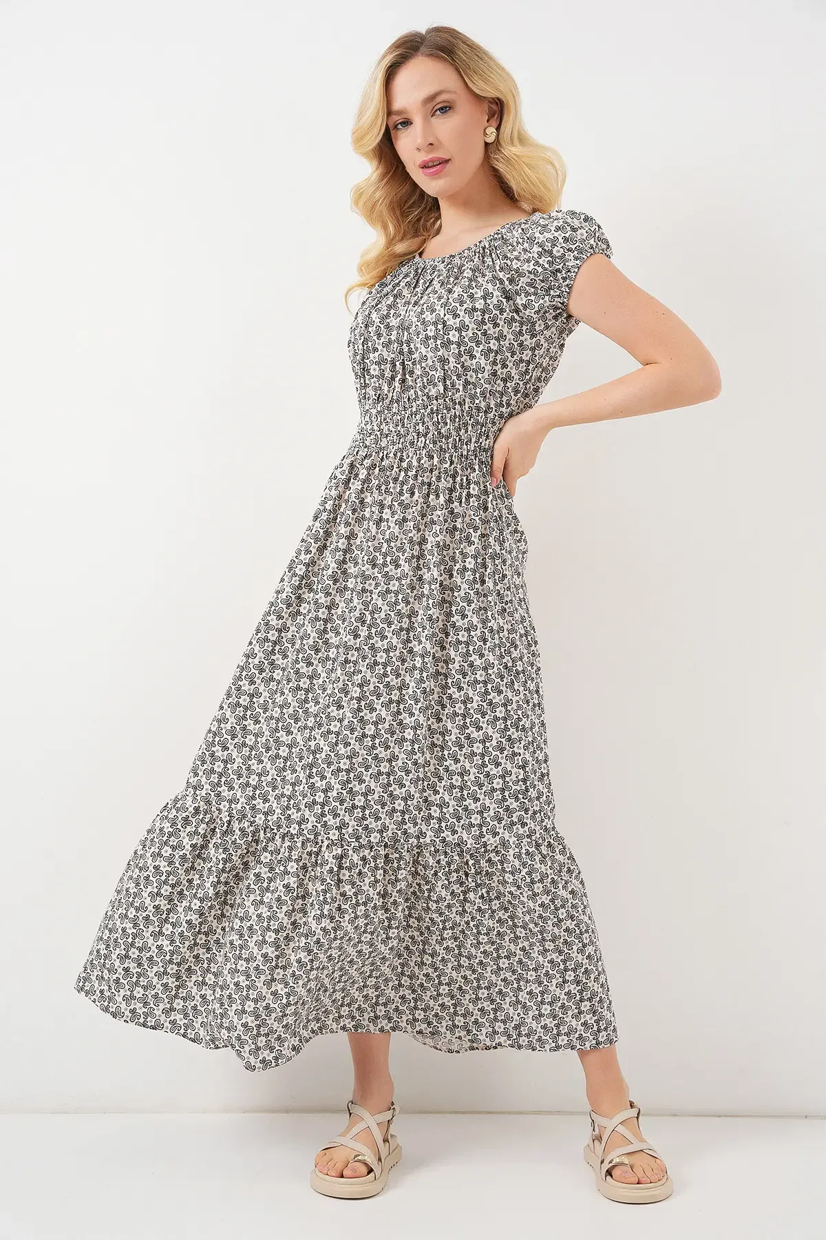 Kadın Yakası Büzgü Detaylı Elbise 2544 - Siyah