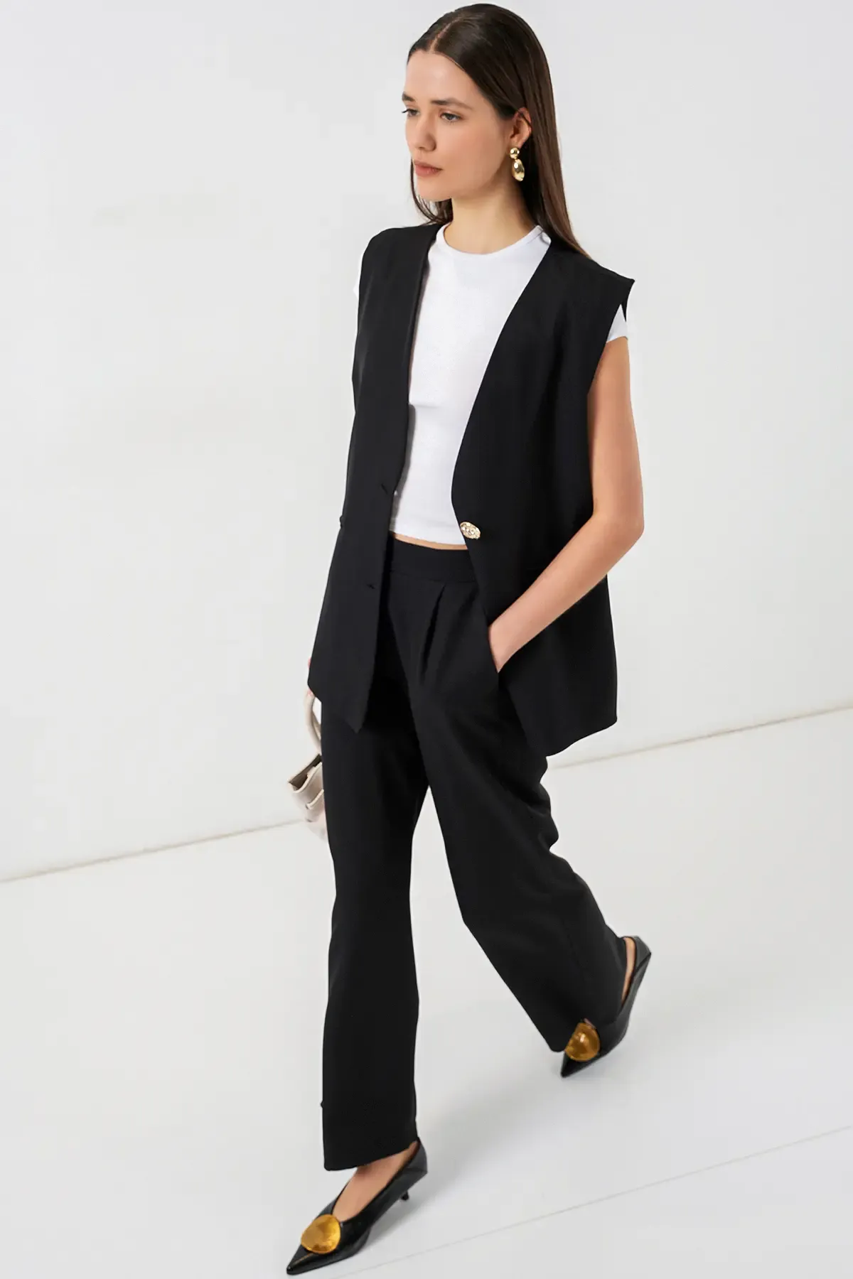 Kadın Yelek Pantolon İkili Takım 30086 - Siyah