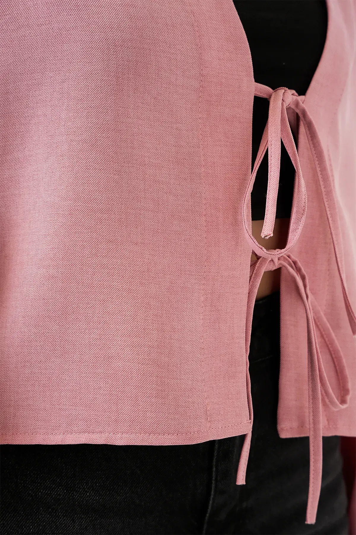 Önü Bağlamalı Keten Kimono 960 - Pudra