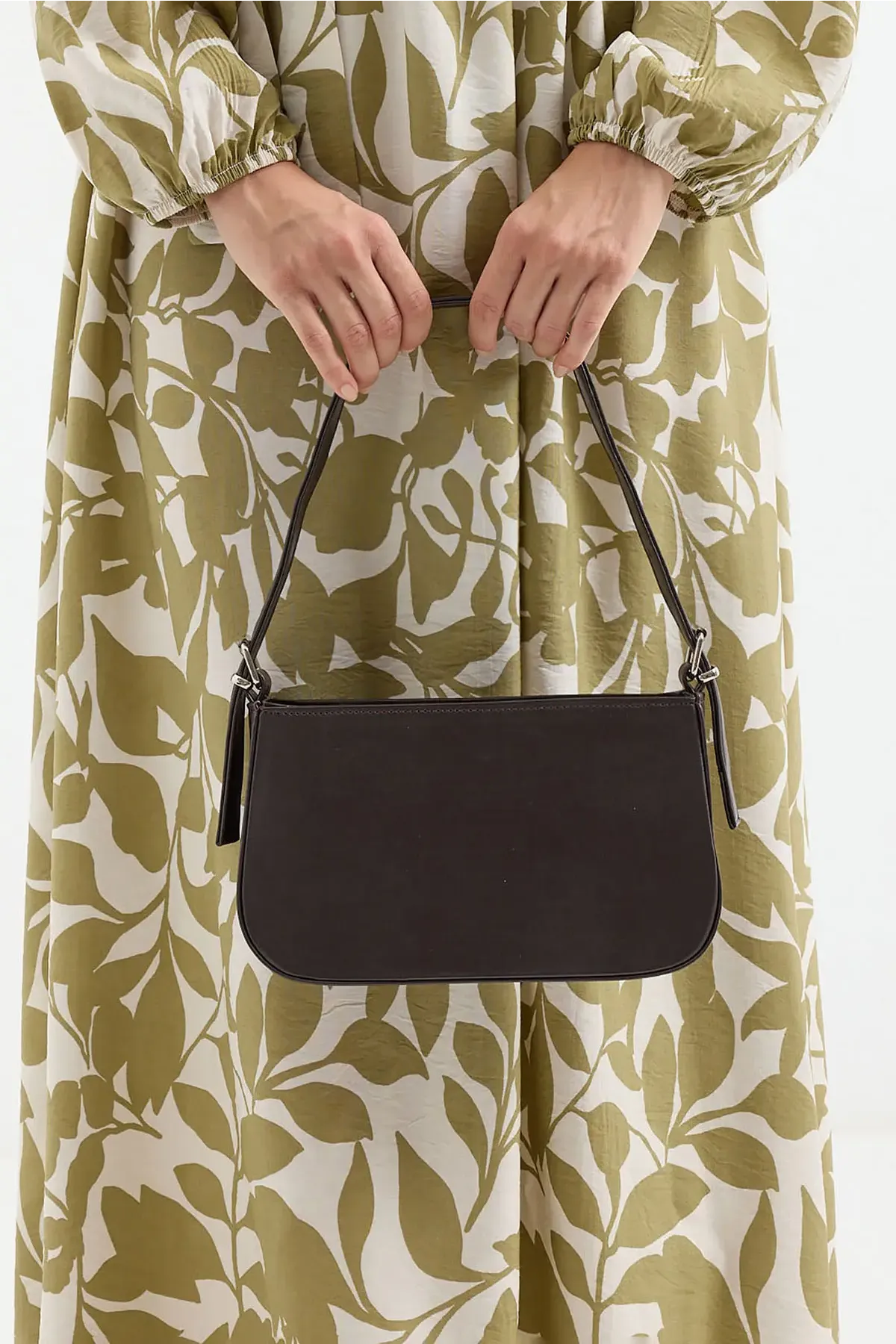 010172 Düz Baget Omuz Çantası - Kahverengi