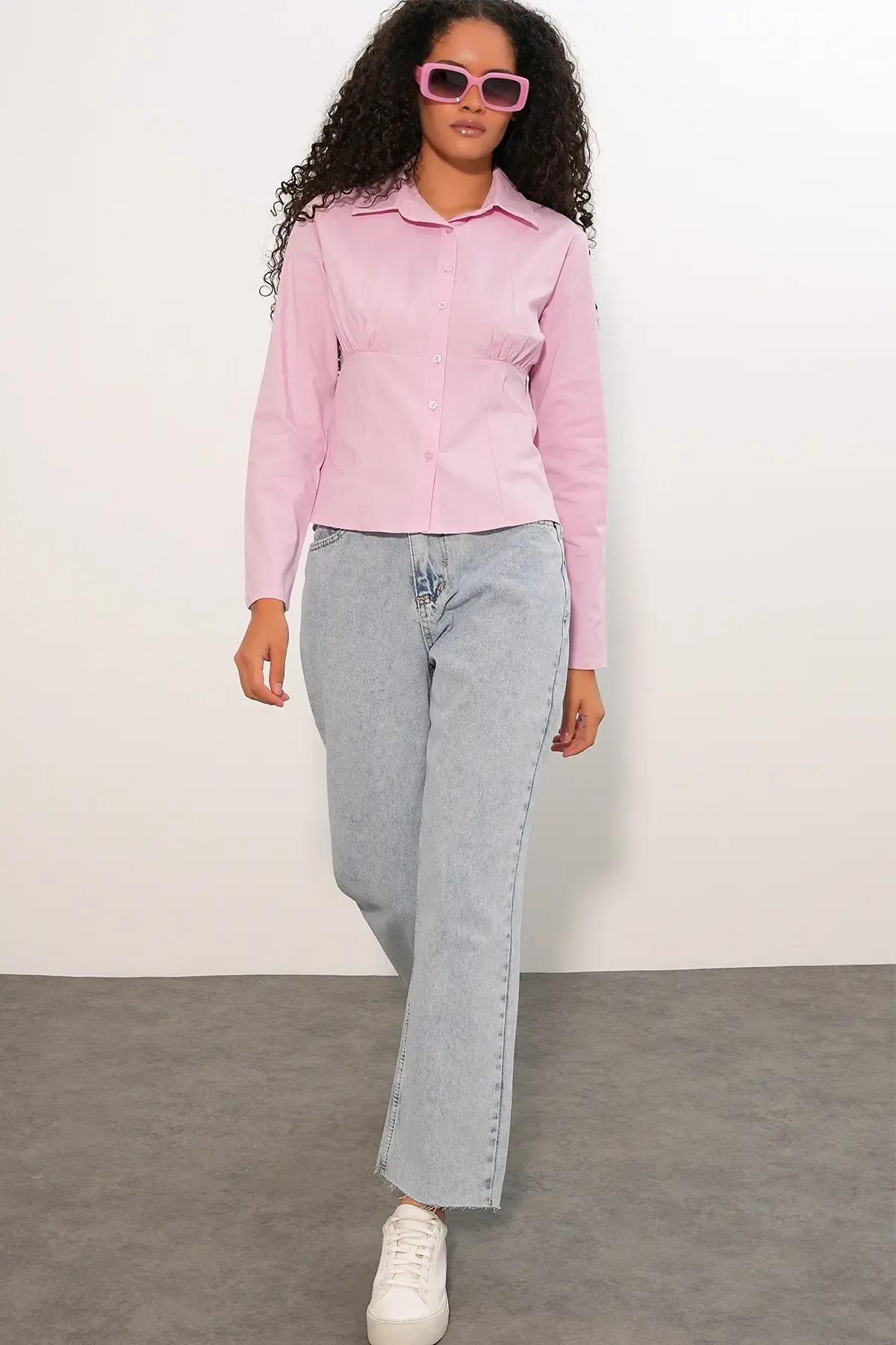 20231 Slim Fit Poplin Gömlek - Pembe