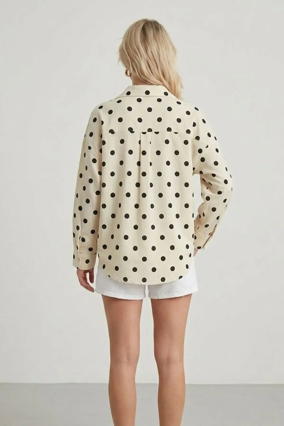 3900 Oversize Uzun Basic Gömlek - Vizon