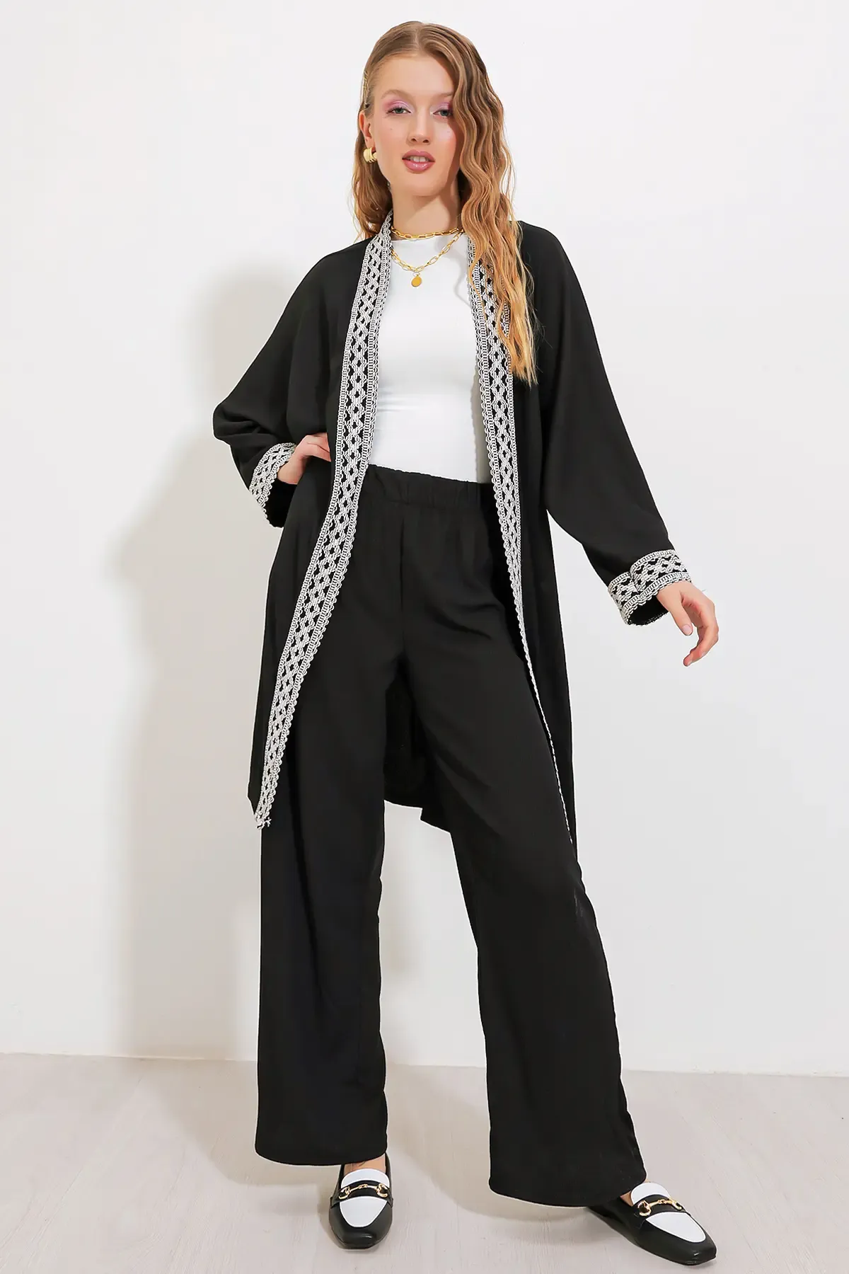 6643 Örme Kimono Takım - Siyah