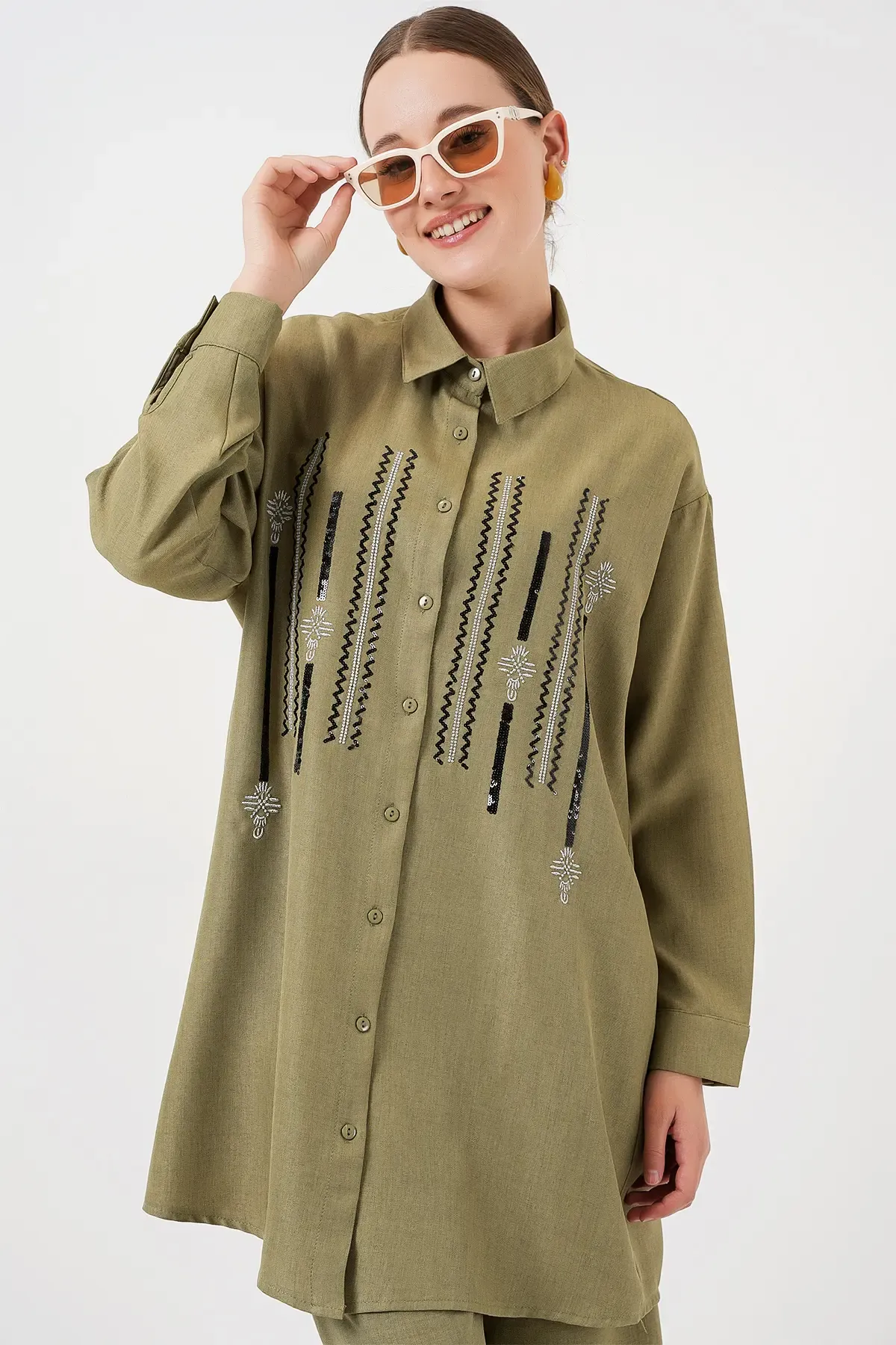 Desenli Tunik Pantolon İkili Takım 6720 - Çağla