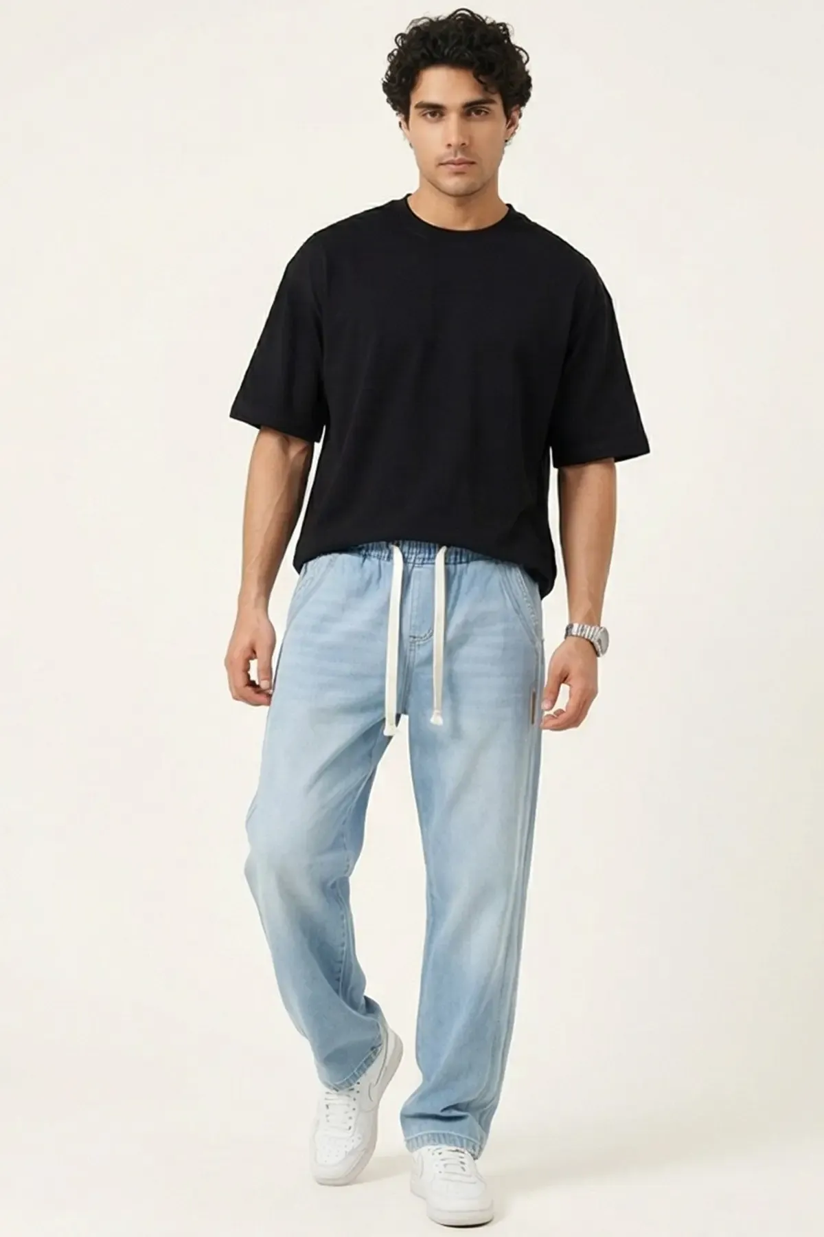 Erkek Rahat Kesim Baggy Jean Pantolon 30076 - Mavi