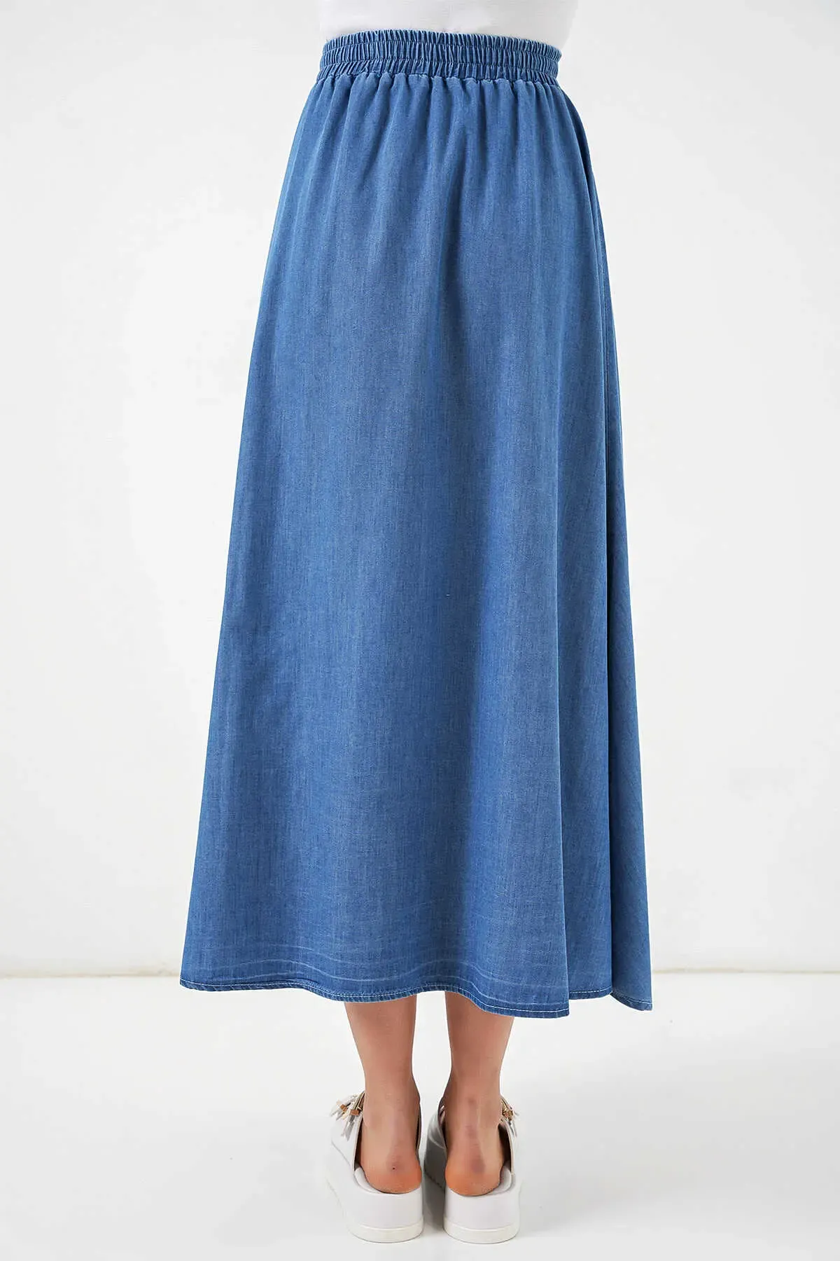 Kadın Denim Beli Lastikli Uzun Kot Etek HZL26W-BD180621