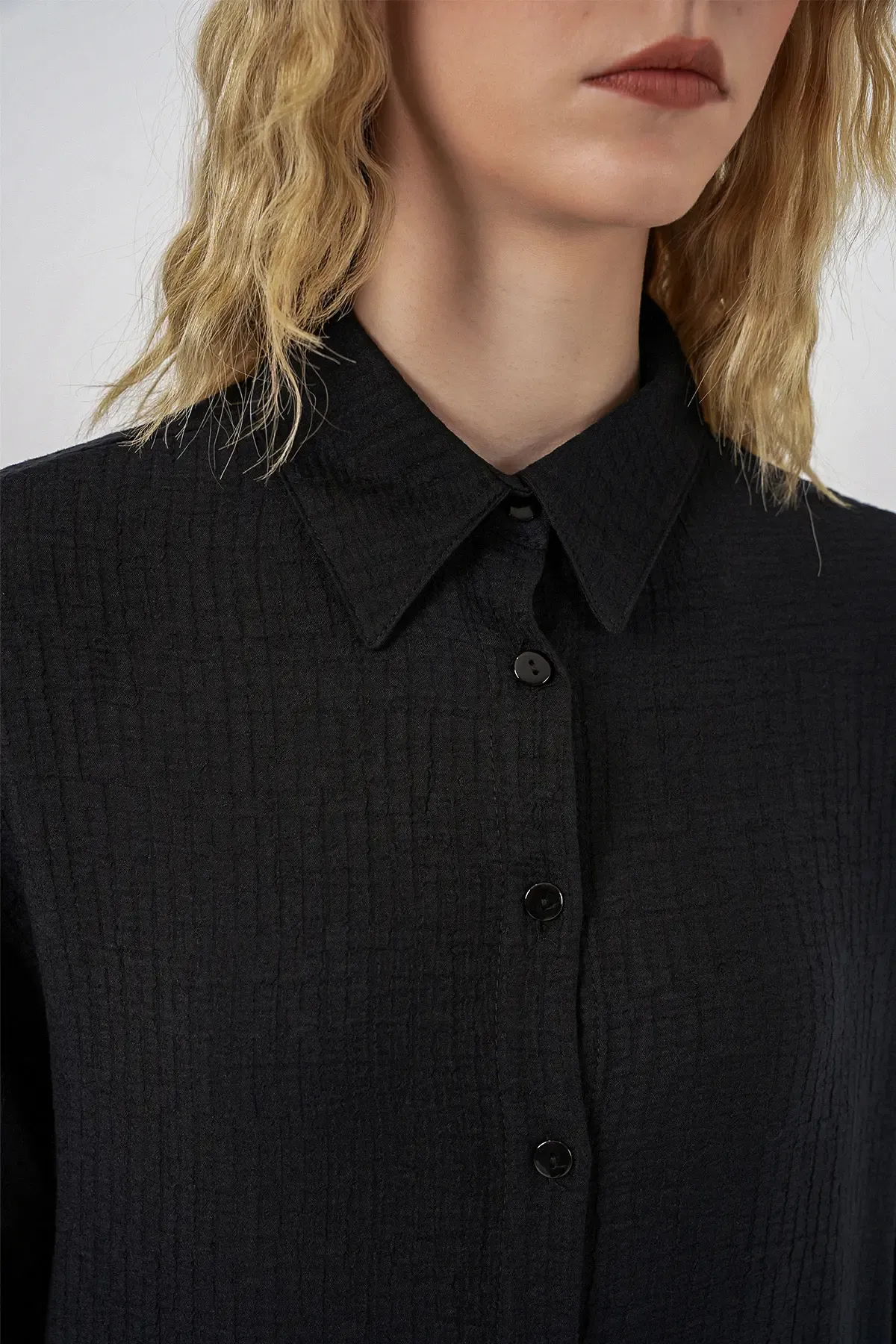 Kadın Dokulu Oversize Tunik 5989 - Siyah