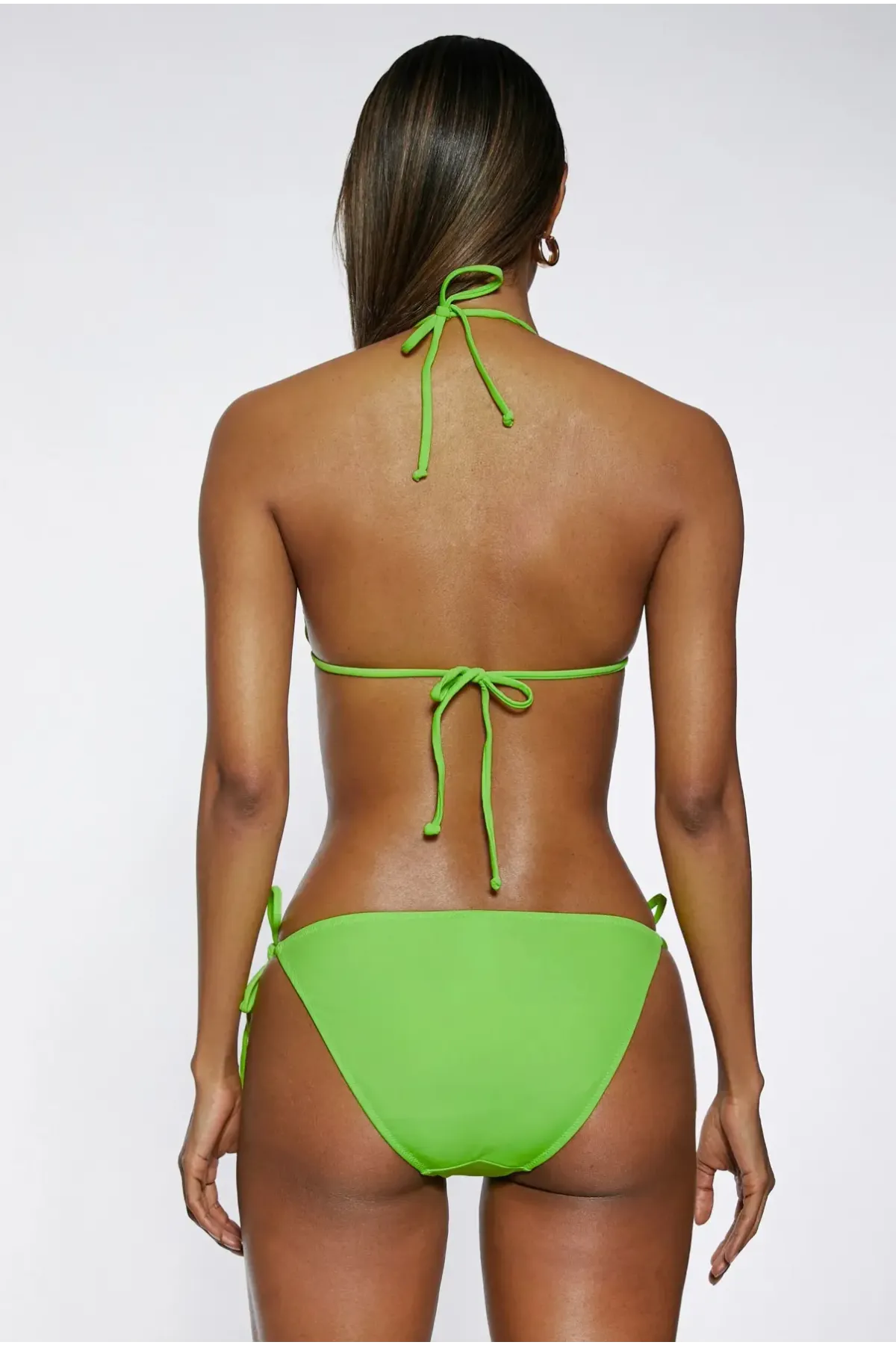 Kadın Fıstık Yeşil Boyundan İp Bağlamalı Üçgen Bikini Takımı HZL25S-LC5005