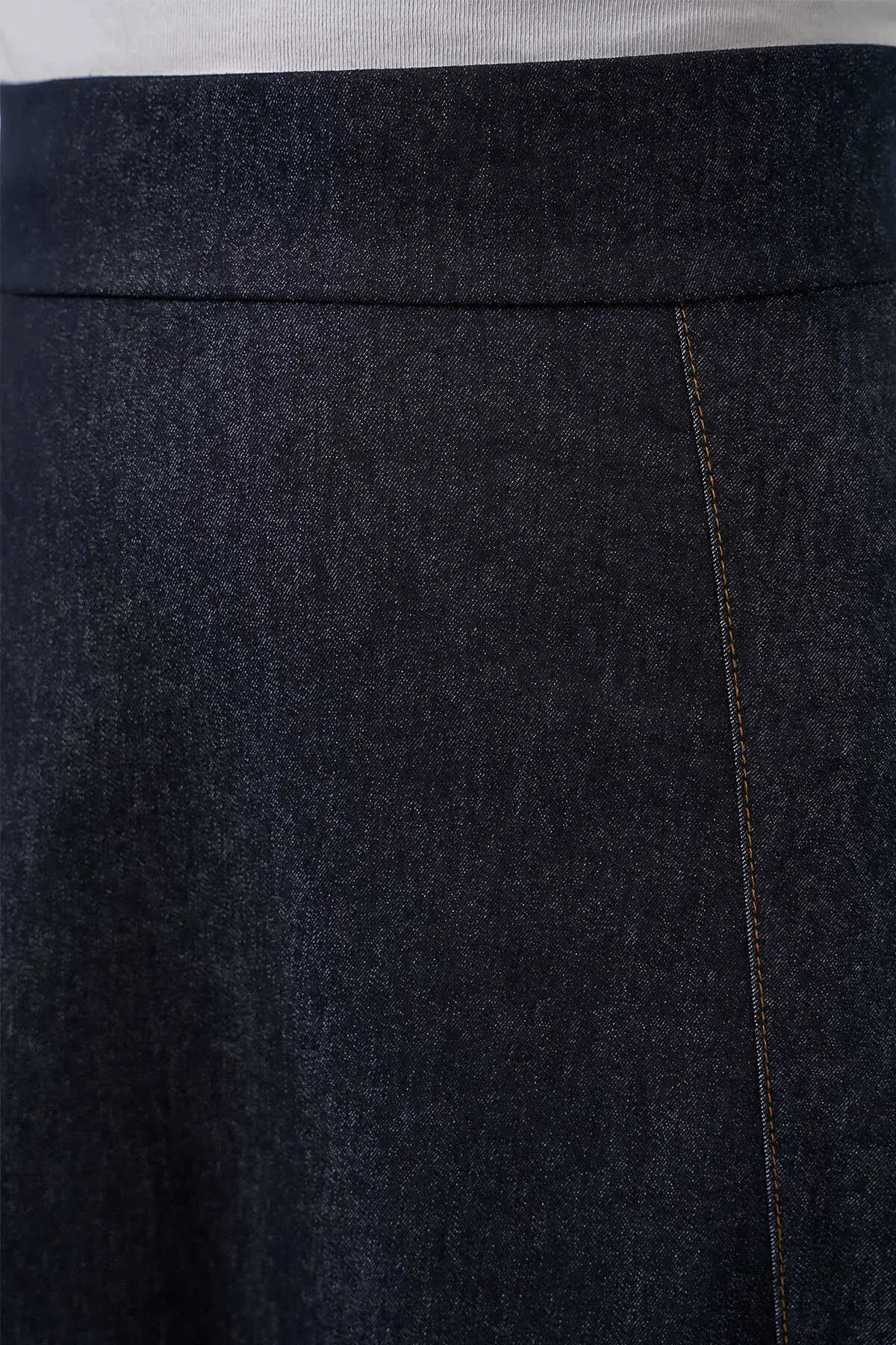 Kadın Lacivert Yüksel Bel Uzun Jean Etek HZL26W-BD180661