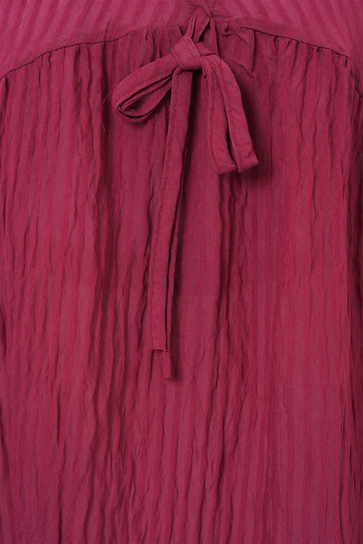 Kadın Önü Bağcıklı Uzun Kol Bluz 946 - Bordo