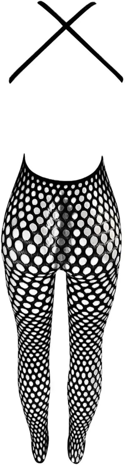 Kadın Siyah Sırtı Açık Tek Parça Fileli Babydoll Tulum HZL26S-LC111