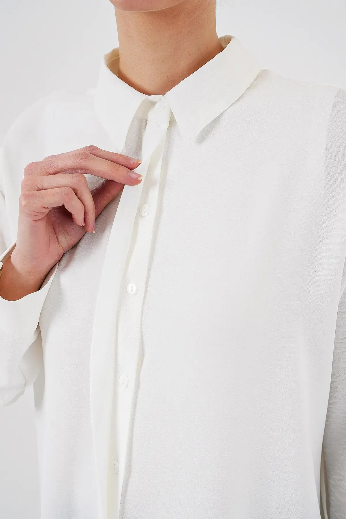 Kadın Uzun Gömlek Tunik 5945 - Beyaz