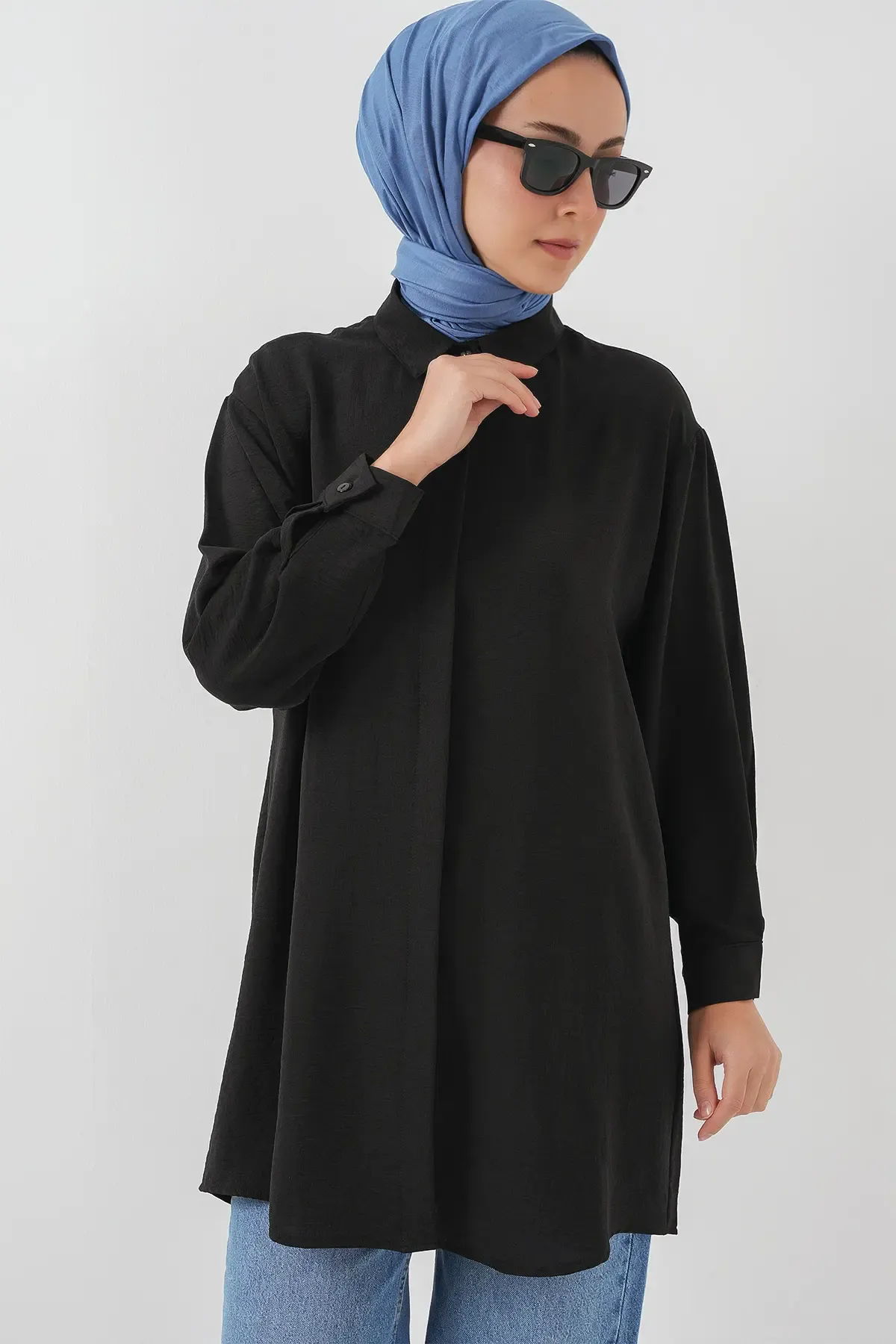 Kadın Uzun Gömlek Tunik 5945 - Siyah
