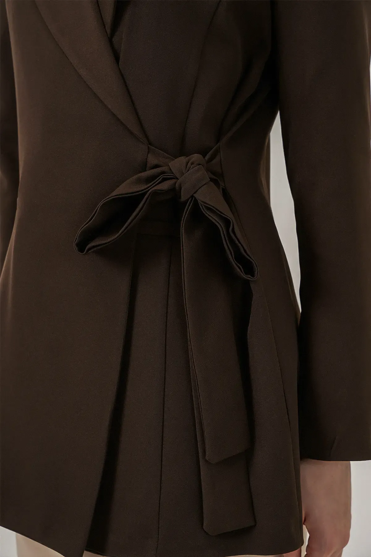 Kadın Yandan Bağlamalı Blazer Ceket 0750 - Kahverengi