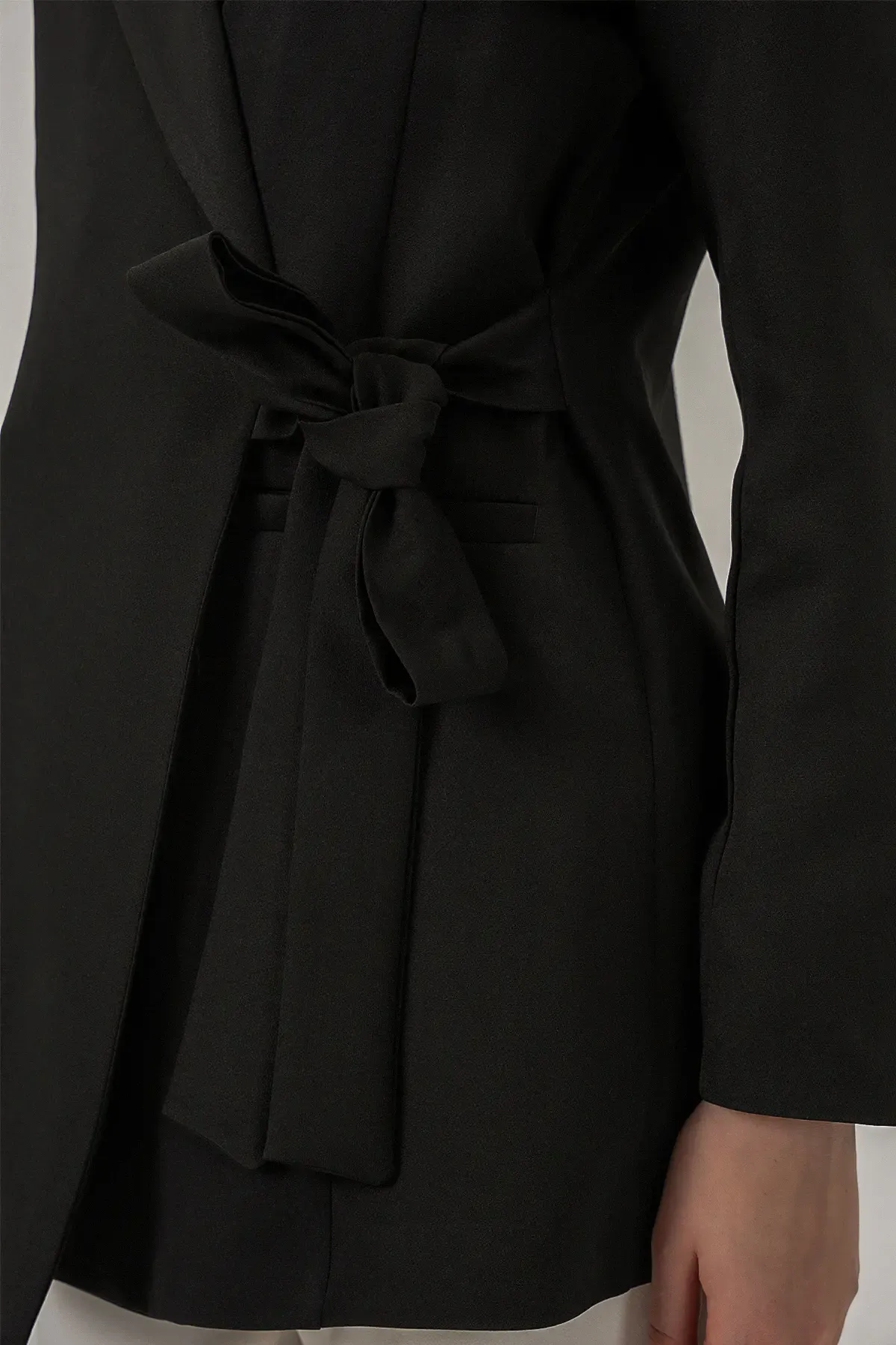 Kadın Yandan Bağlamalı Blazer Ceket 0750 - Siyah