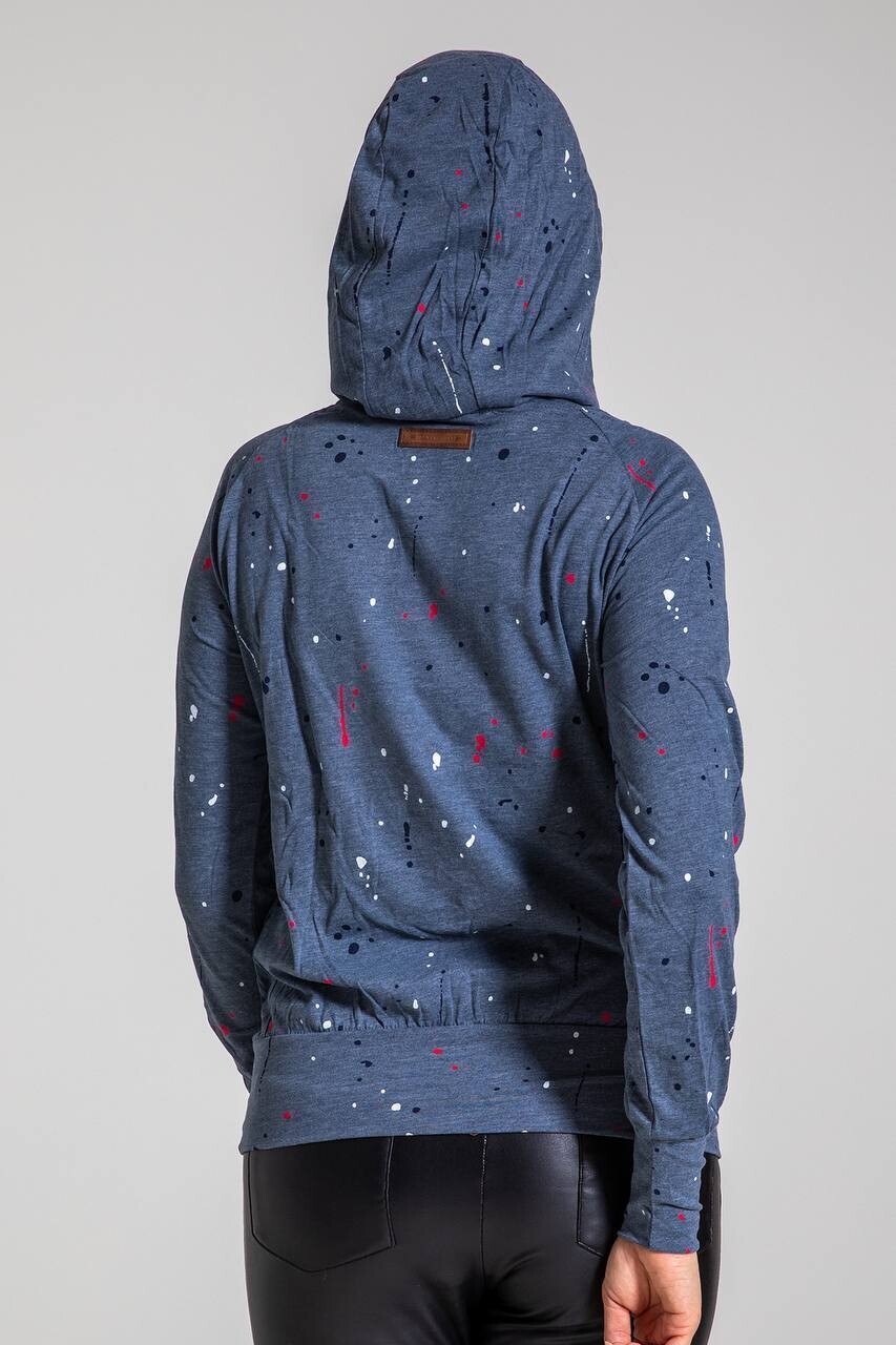 Kadın Antrasit Kapüşonlu Boya Desenli Reglan Kol Penye Sweatshirt HZL23W-SR120011