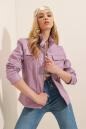 Kadın Lila Dik Yaka Suni Deri Ceket HZL22W-BD110241