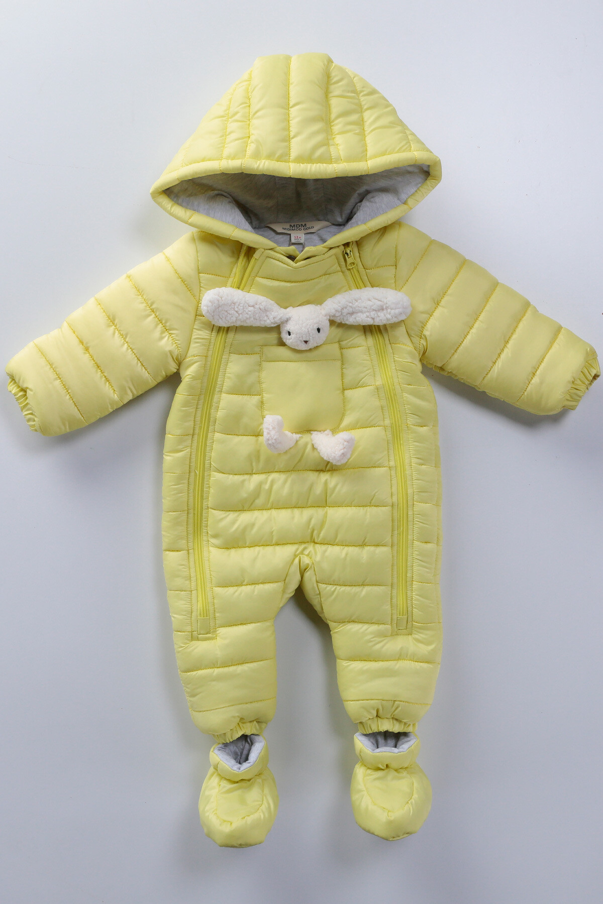 Bebek Kozmonot Tulum 9-24 Ay Kışlık Şişme Astarlı Kapüşonlu Sarı Astronot Tulum HZL22W-M21651