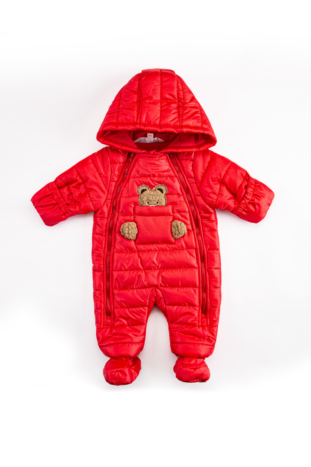 Bebek Kozmonot Tulum 9-24 Ay Kışlık Şişme Astarlı Kapüşonlu Kırmızı Astronot HZL22W-M21306