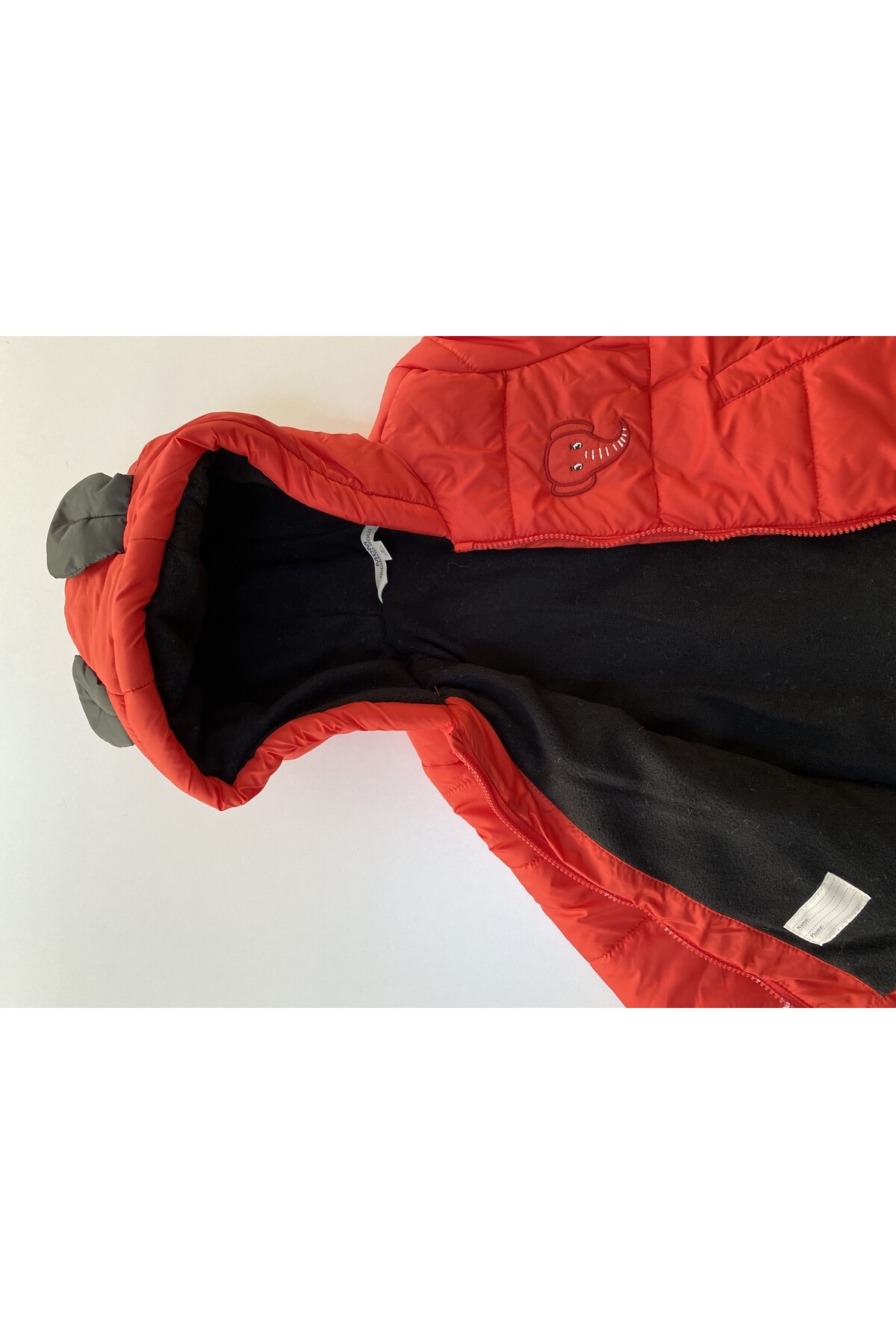 Çocuk Kaban 1-5 Yaş Kışlık Şişme Astarlı Kapüşonlu Arkasında Fil Figürlü Kırmızı Mont HZL22W-M21316