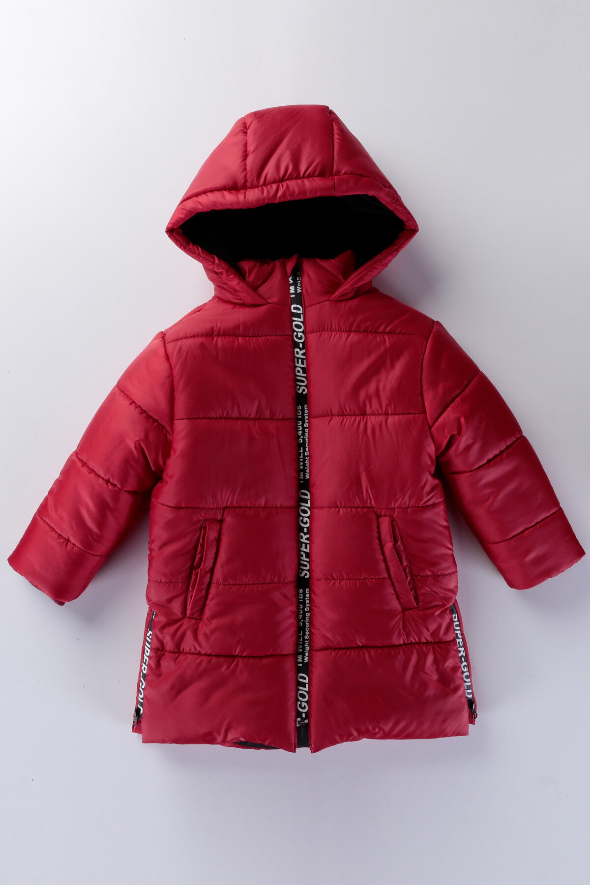 Çocuk Kaban 2-13 Yaş Kışlık Şişme Astarlı Kapüşonlu Kırmızı Mont HZL22W-M20851