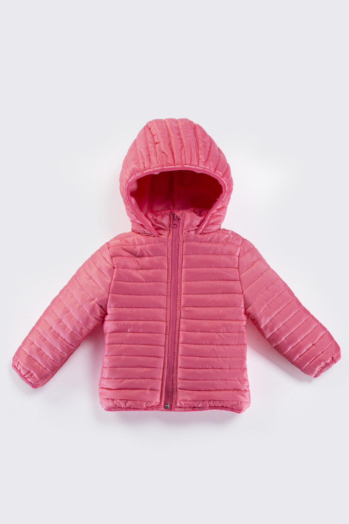 Çocuk Kaban 6-10 Yaş Kışlık Şişme Peluş Astarlı Kapüşonlu Pembe Mont HZL22W-M21702