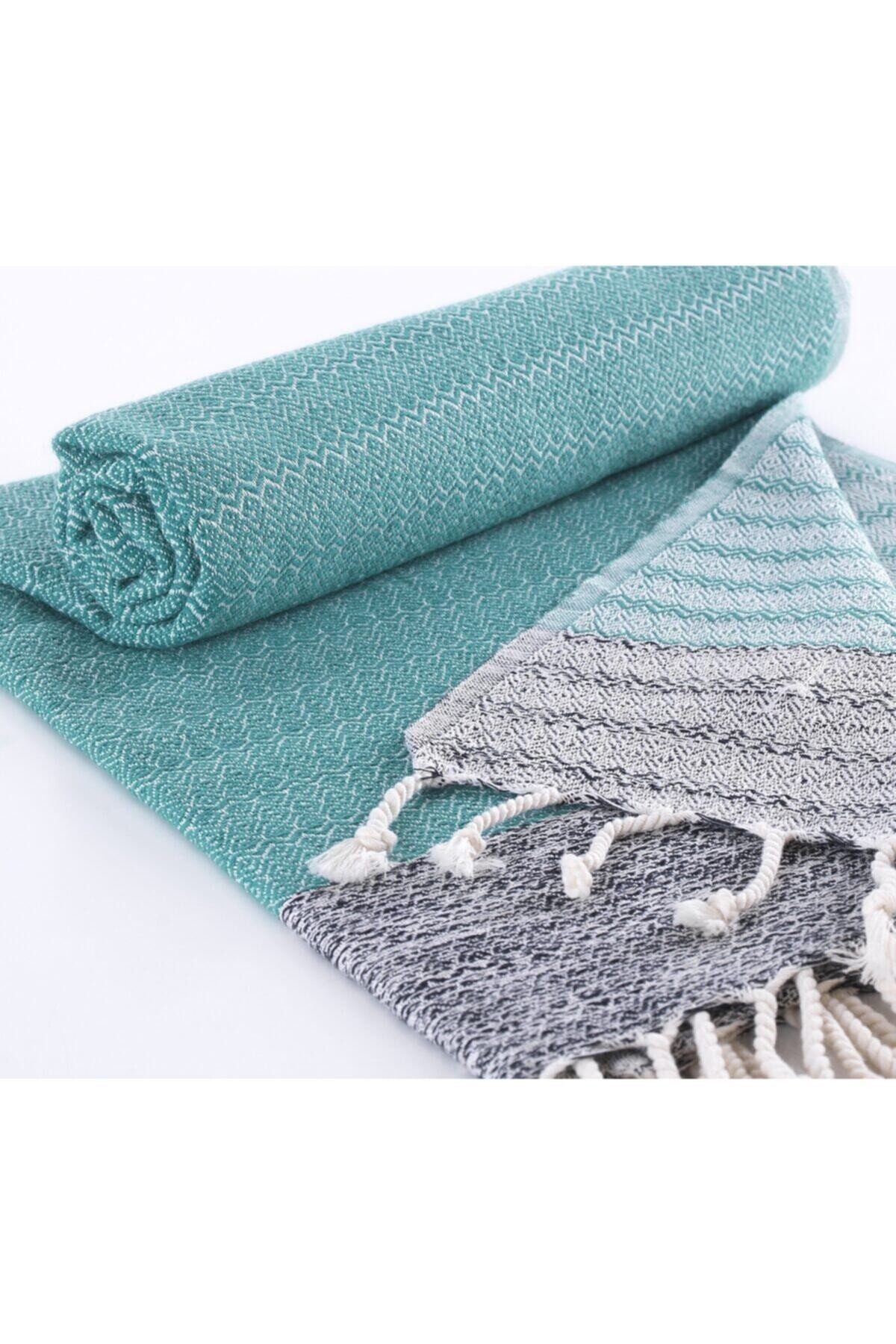 El Dokuması Demre Desen Turkuaz Renk Peştemal