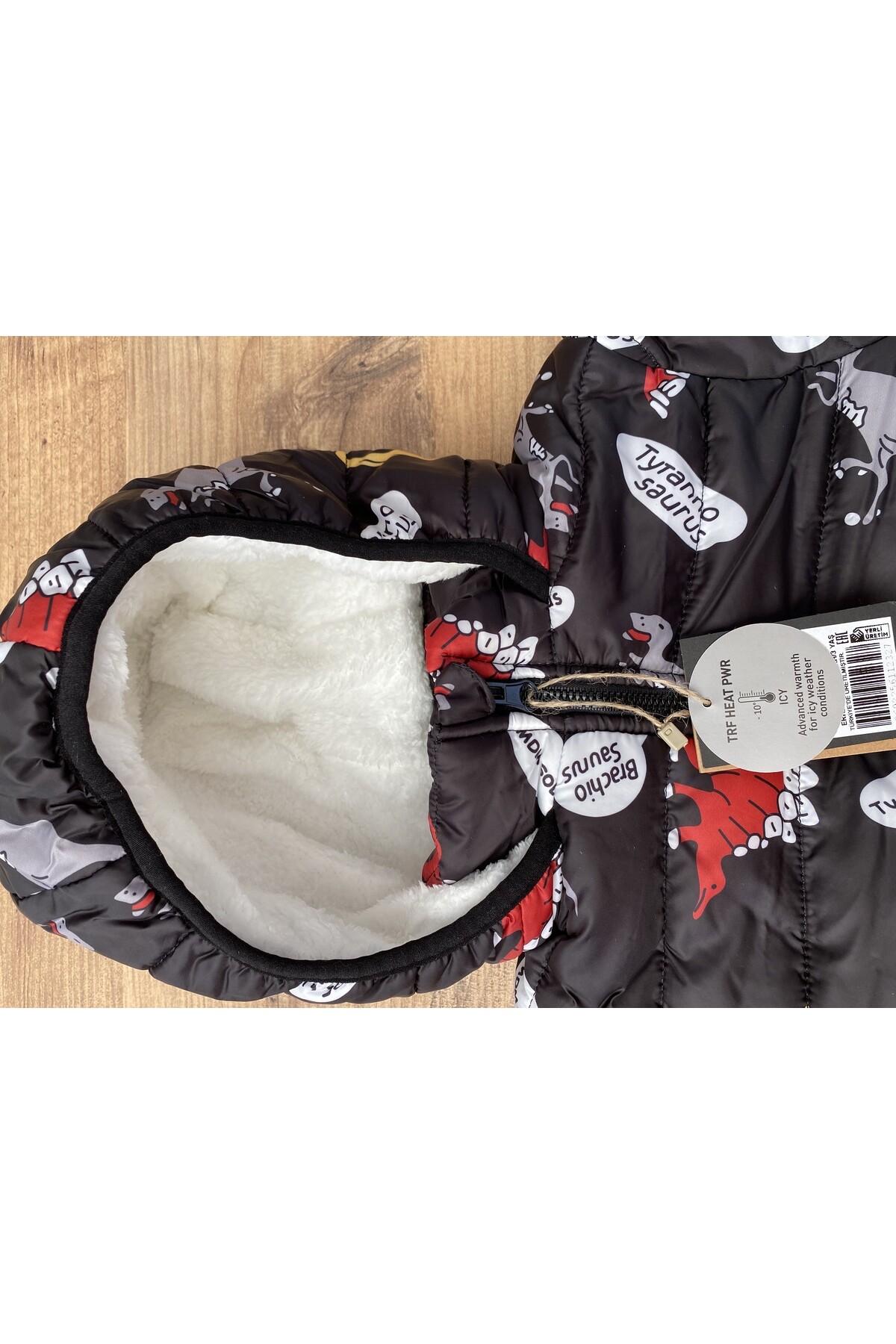 Erkek Çocuk Kaban 1-5 Yaş Kışlık Şişme Peluş Astarlı Kapüşonlu Siyah Mont HZL22W-M21315