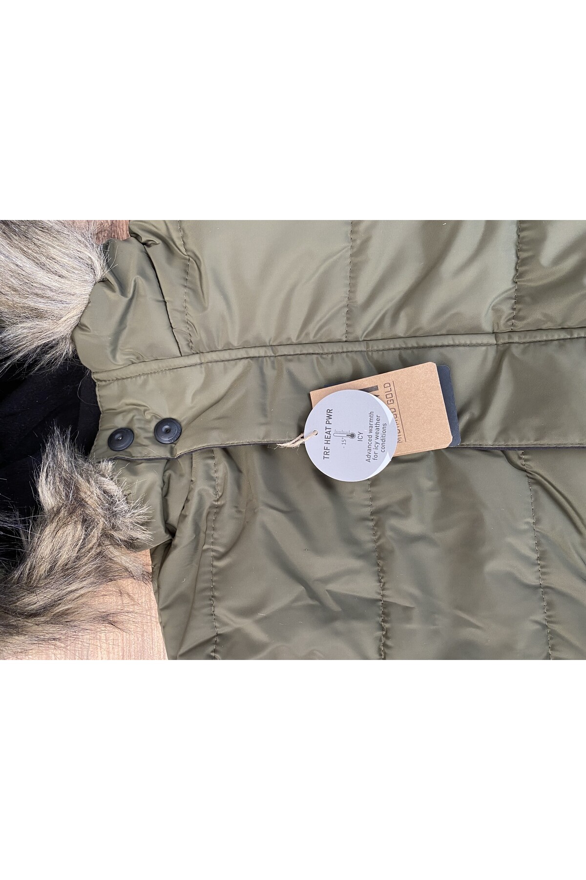 Erkek Çocuk Kaban 2-13 Yaş Kışlık Şişme Astarlı Yakası Kürk Kapüşonlu Haki Mont HZL22W-M21358