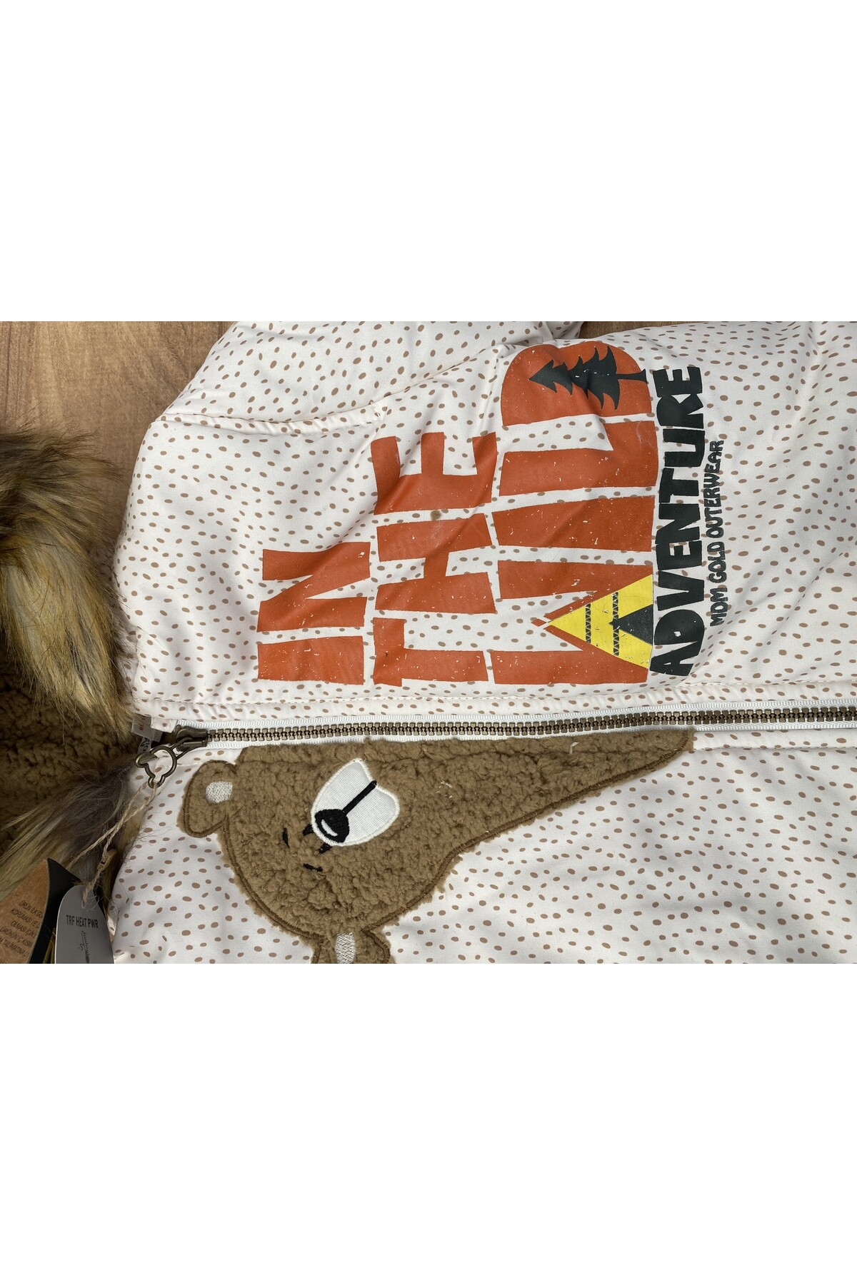 Erkek Çocuk Kaban 2-5 Yaş Kışlık Şişme Peluş Astarlı Kürk Kapüşonlu Ekru Mont HZL22W-M21307