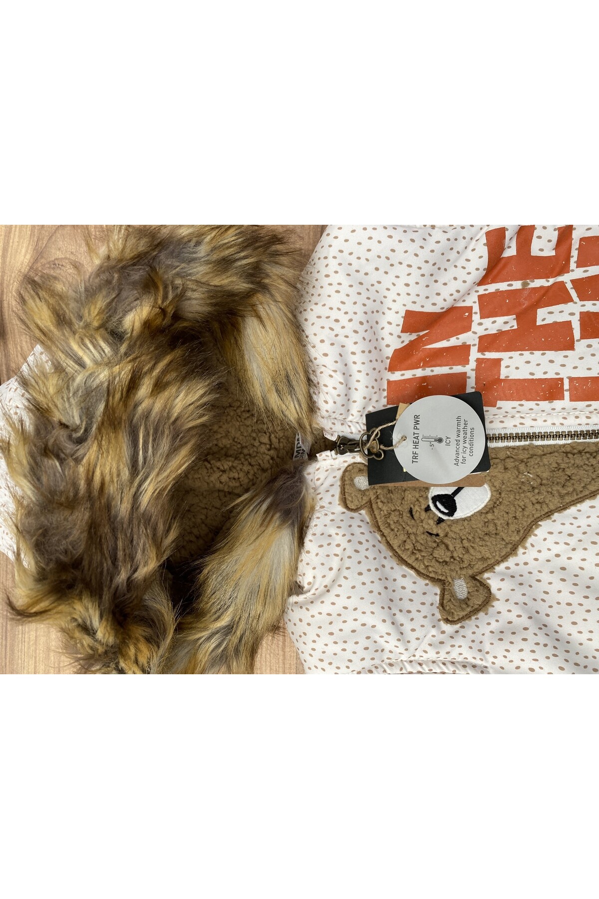 Erkek Çocuk Kaban 2-5 Yaş Kışlık Şişme Peluş Astarlı Kürk Kapüşonlu Ekru Mont HZL22W-M21307