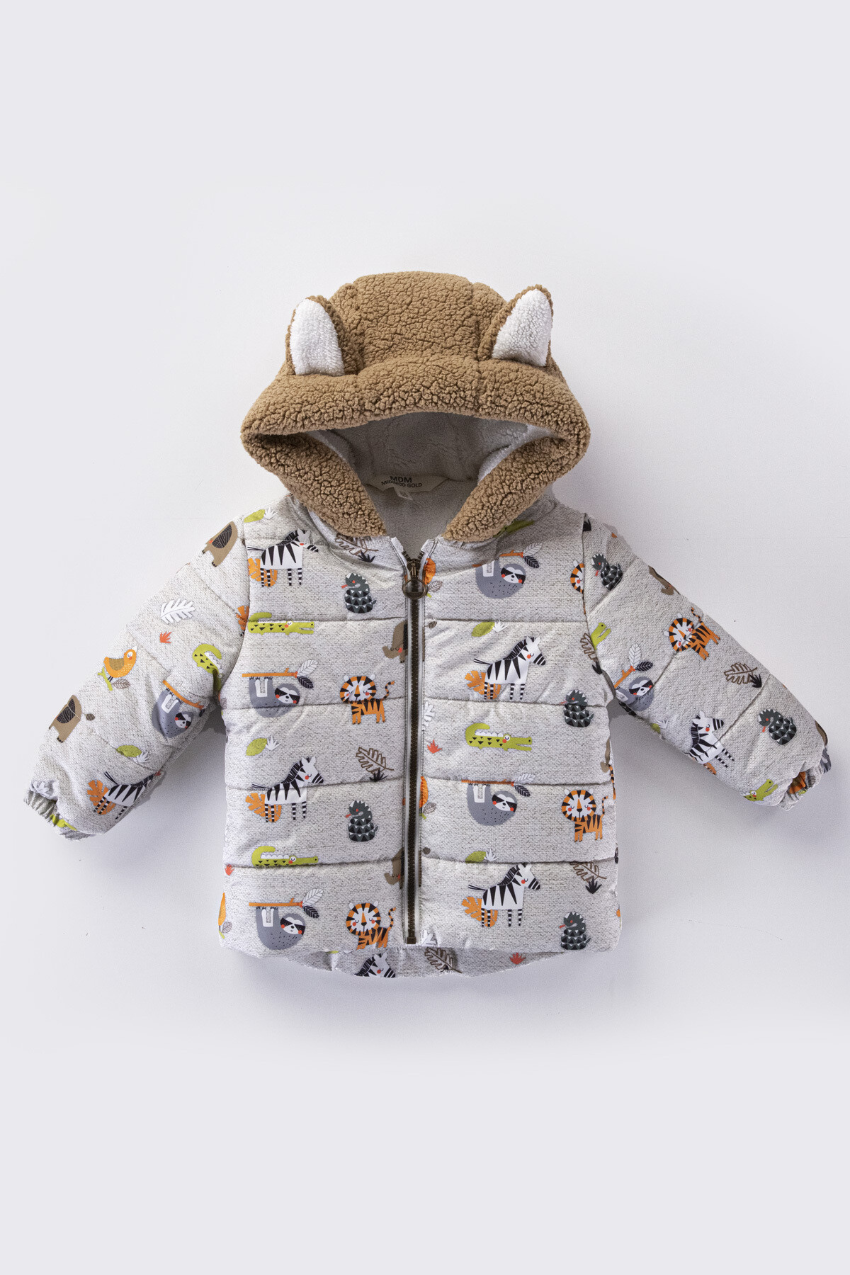 Erkek Çocuk Kaban 9-24 Kışlık Şişme Astarlı Kürk Kapüşonlu Bej Mont