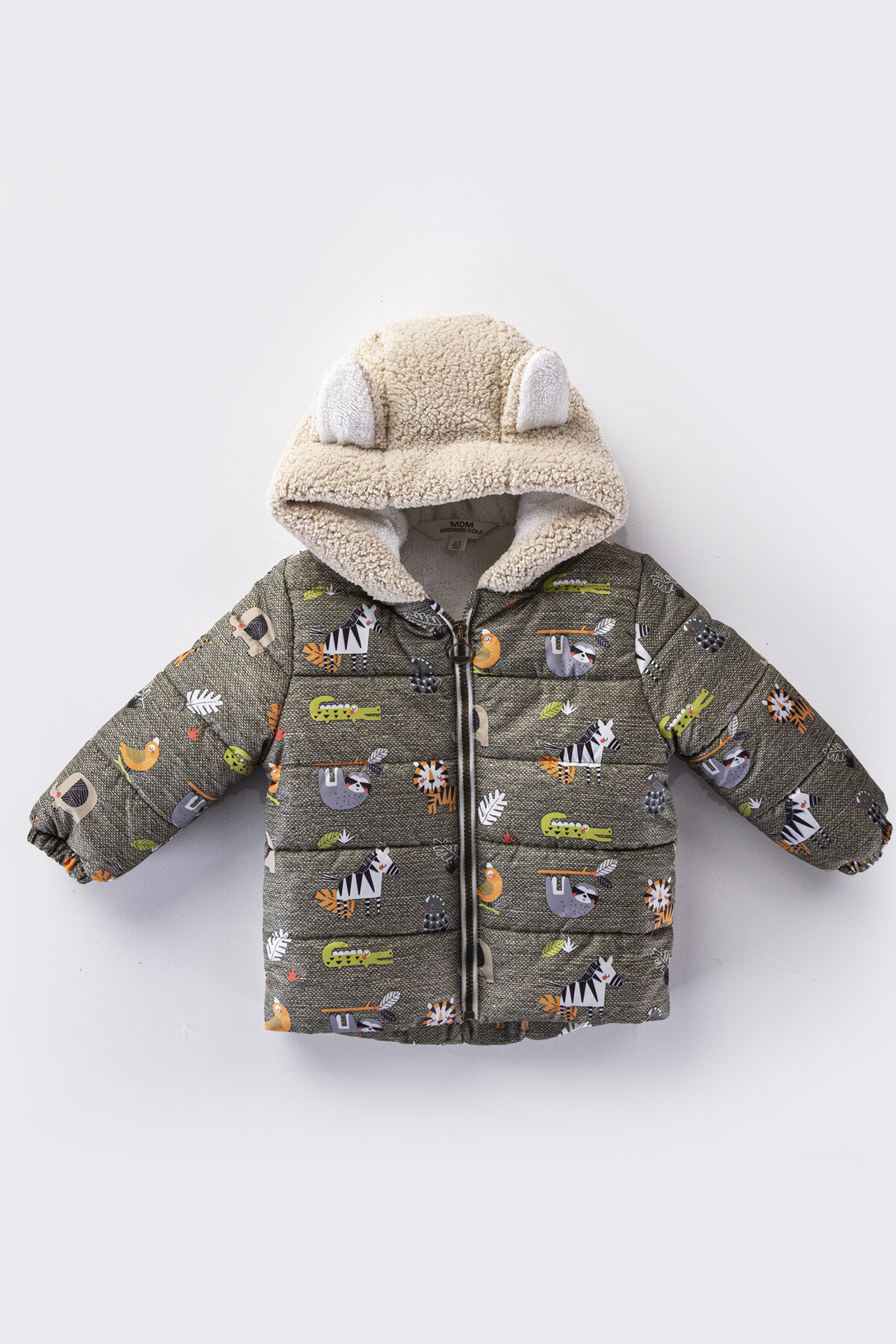 Erkek Çocuk Kaban 9-24 Kışlık Şişme Astarlı Kürk Kapüşonlu Haki Mont