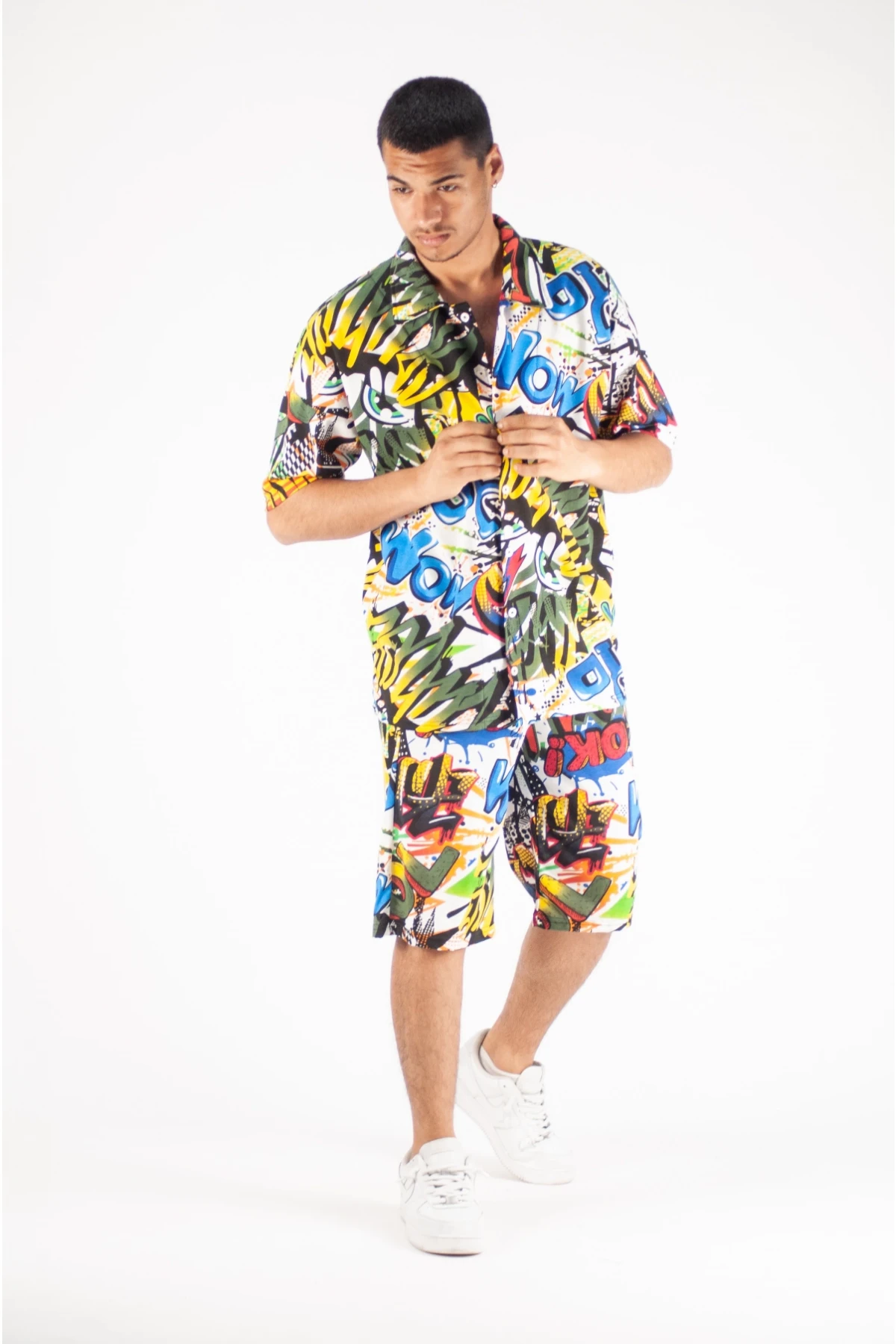 Erkek Grafiti Desenli Alt Üst İkili Takım HZL23S-MXC132031