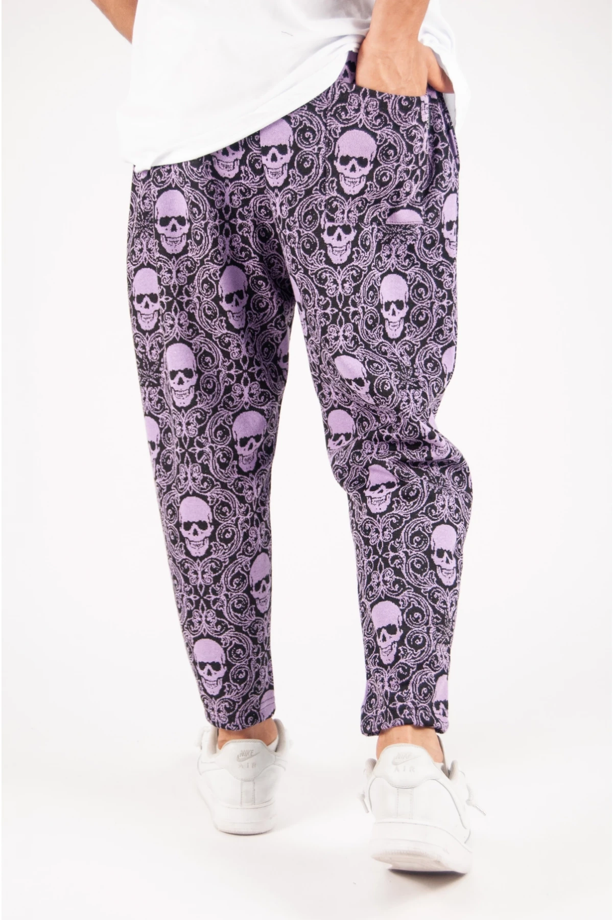 Erkek Mor Kuru Kafa Desenli  Düz Kesim Eşofman Altı HZL24S-MXC170421