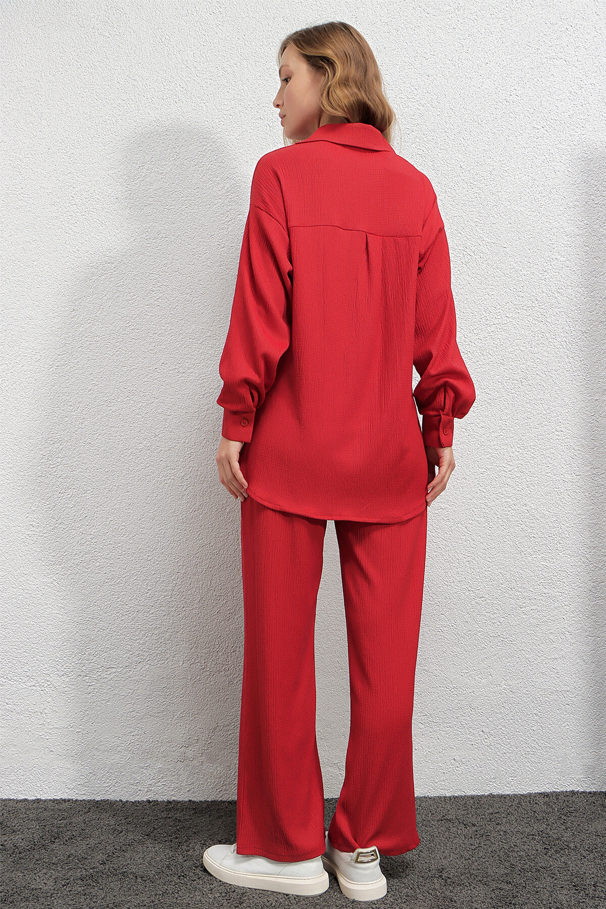 Hazelin Kadın Kırmızı Oversize Alt-Üst İkili Örme Takım HZL23W-BD158581