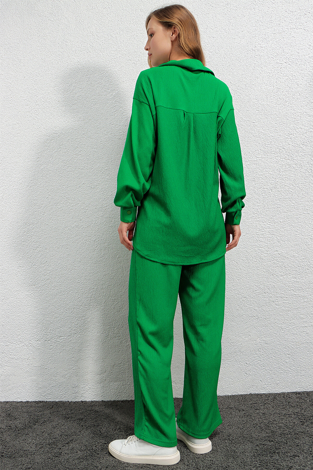 Hazelin Kadın Yeşil Oversize Alt-Üst İkili Örme Takım HZL23W-BD158581