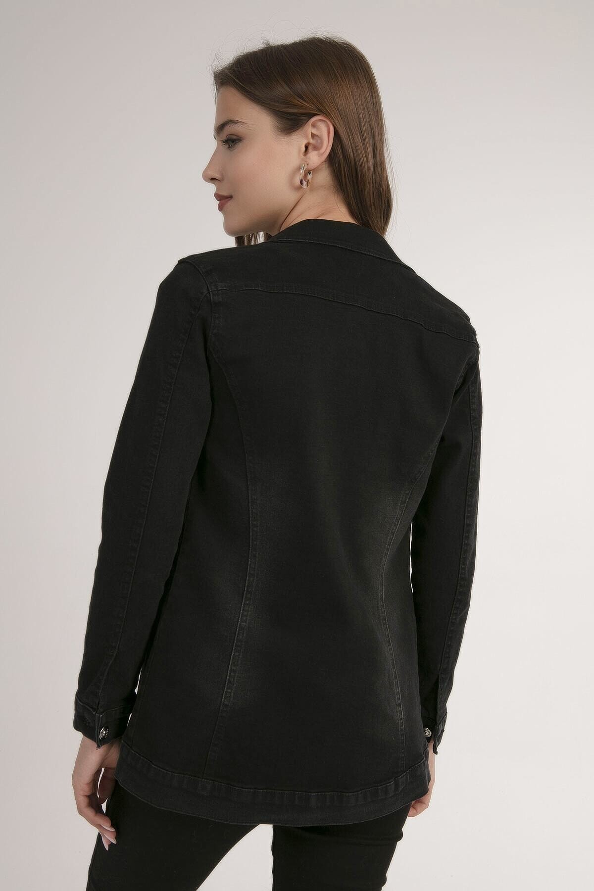 Kadın Denim Basic Cepli Kot Ceket HZL22W-BD106551