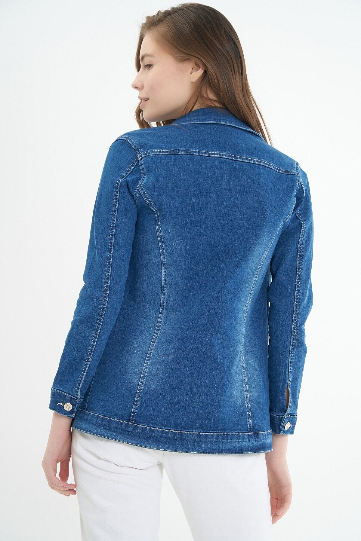 Kadın Denim Basic Cepli Kot Ceket HZL22W-BD106551