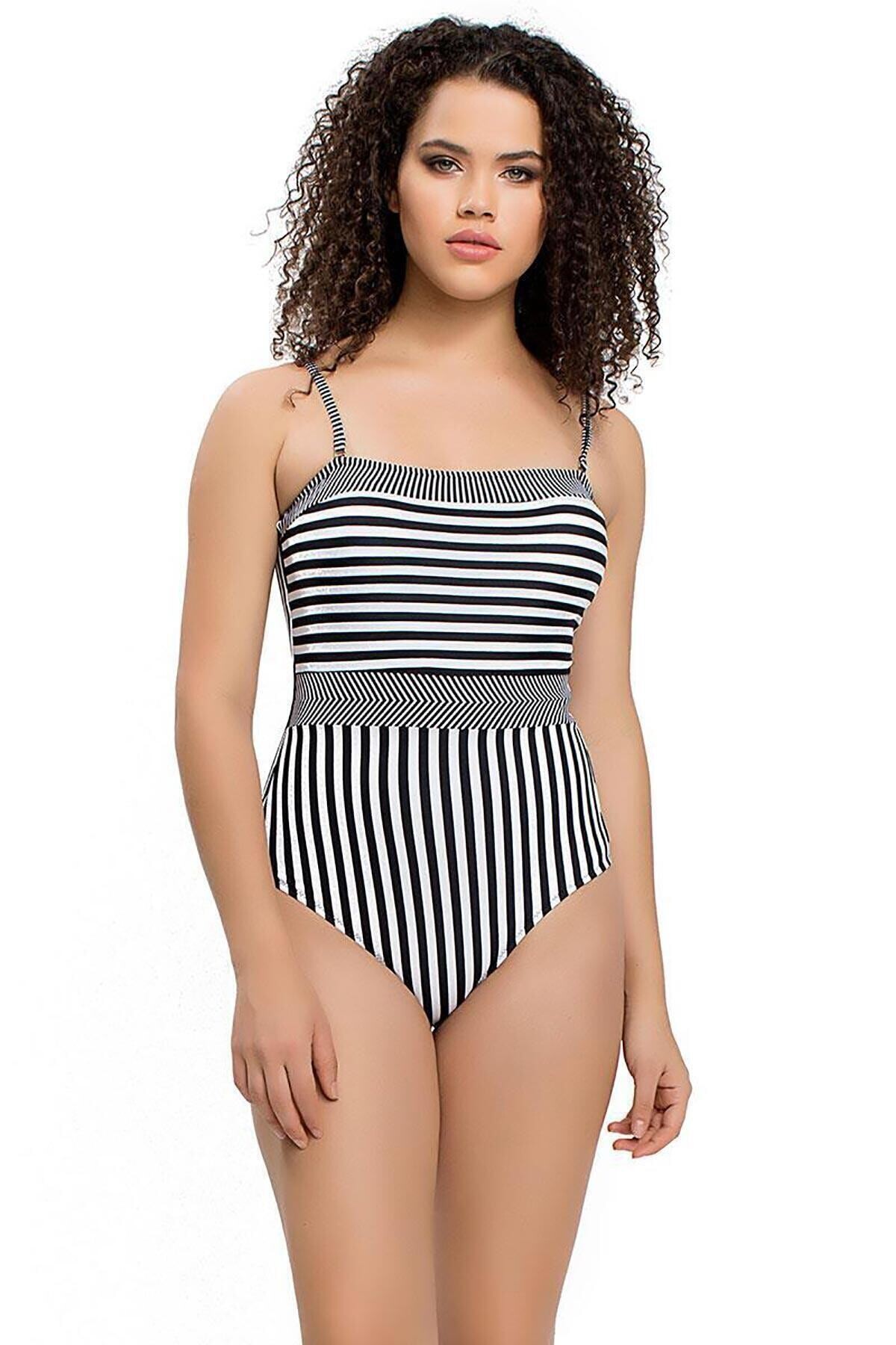 Kadın Siyah Çizgili Askılı Mayo P-armsl9803-703
