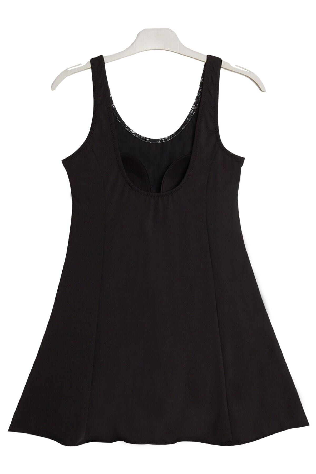 Kadın Siyah Garni Şortlu Elbise Mayo