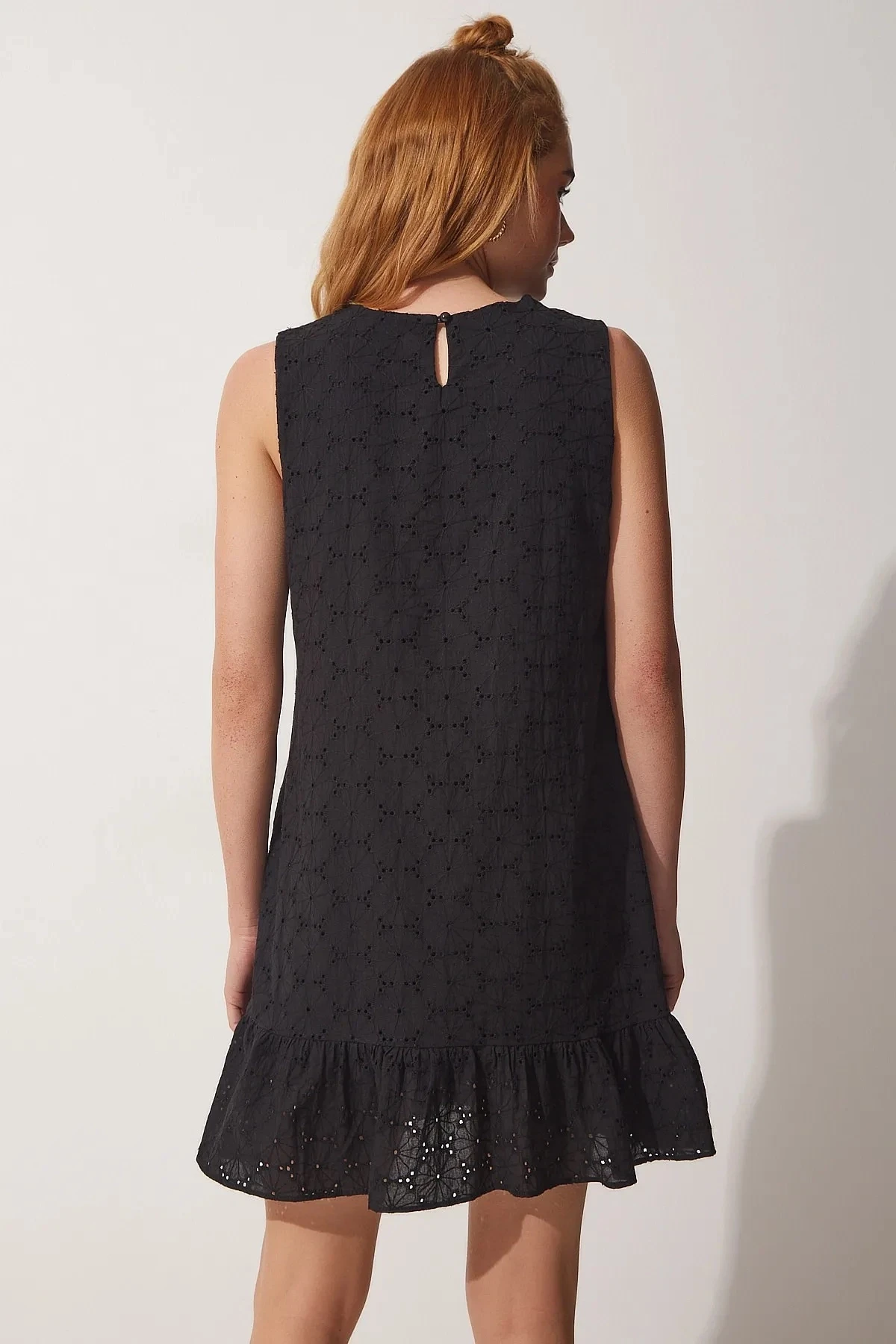 Kadın Siyah V Yaka  Fistolu Mini Elbise HZL23S-BD123911