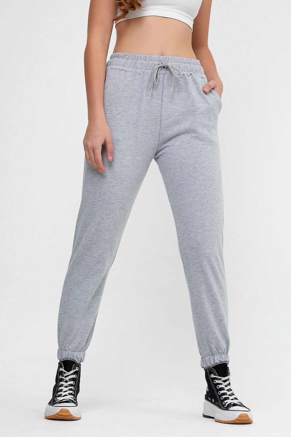 Kadın Taş Grisi Cepli Beli Paçası Lastikli Eşofman Altı HZL22W-BD1553661