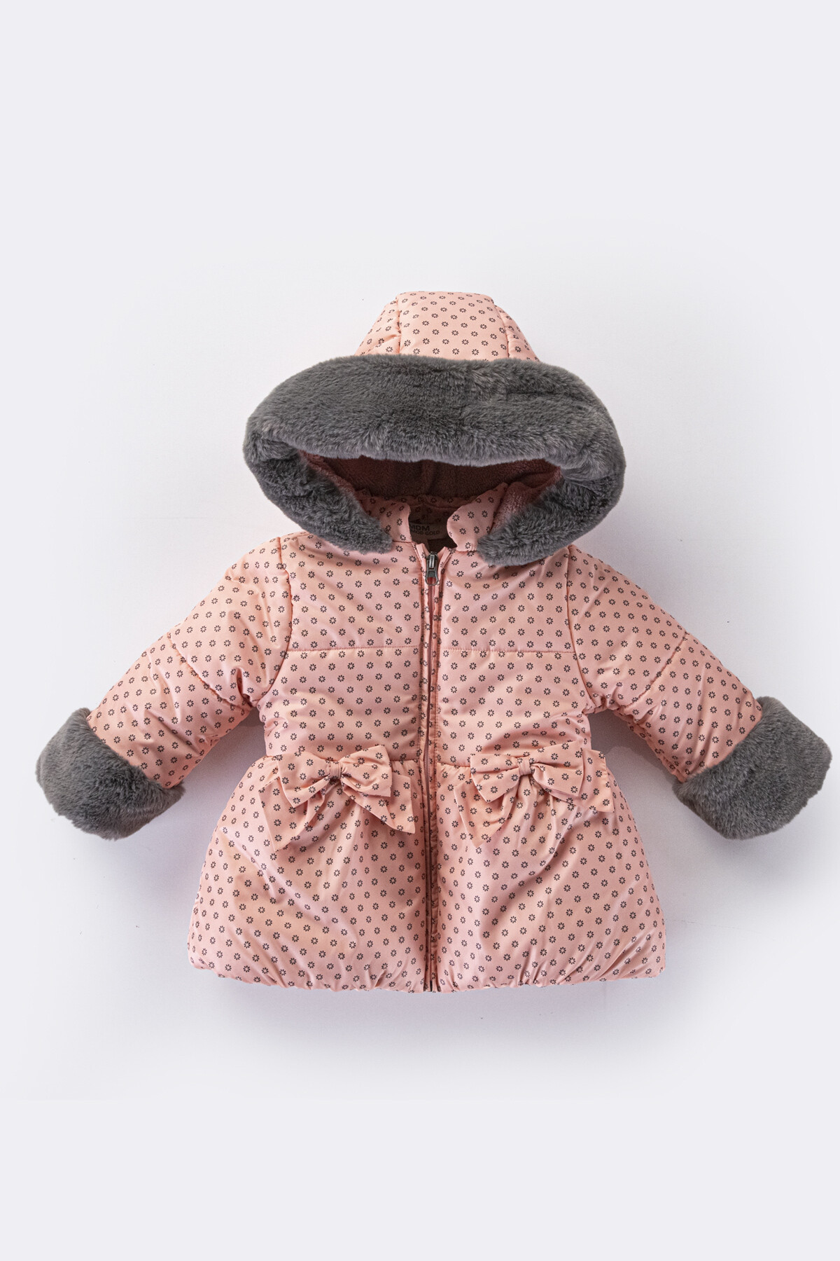 Kız Bebek Kaban 9-24 Ay Kışlık Şişme Astarlı Kürk Kapüşonlu Pudra Mont HZL22W-M21678