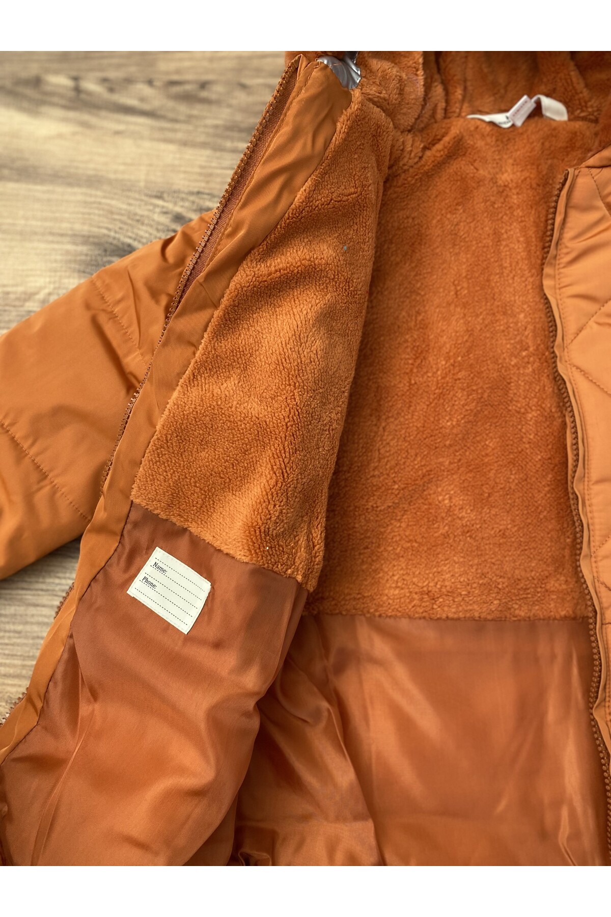 Kız Çocuk 2-9 Yaş Kışlık Şişme Polar Astarlı Kapüşonlu Oranj Mont HZL22W-M20824