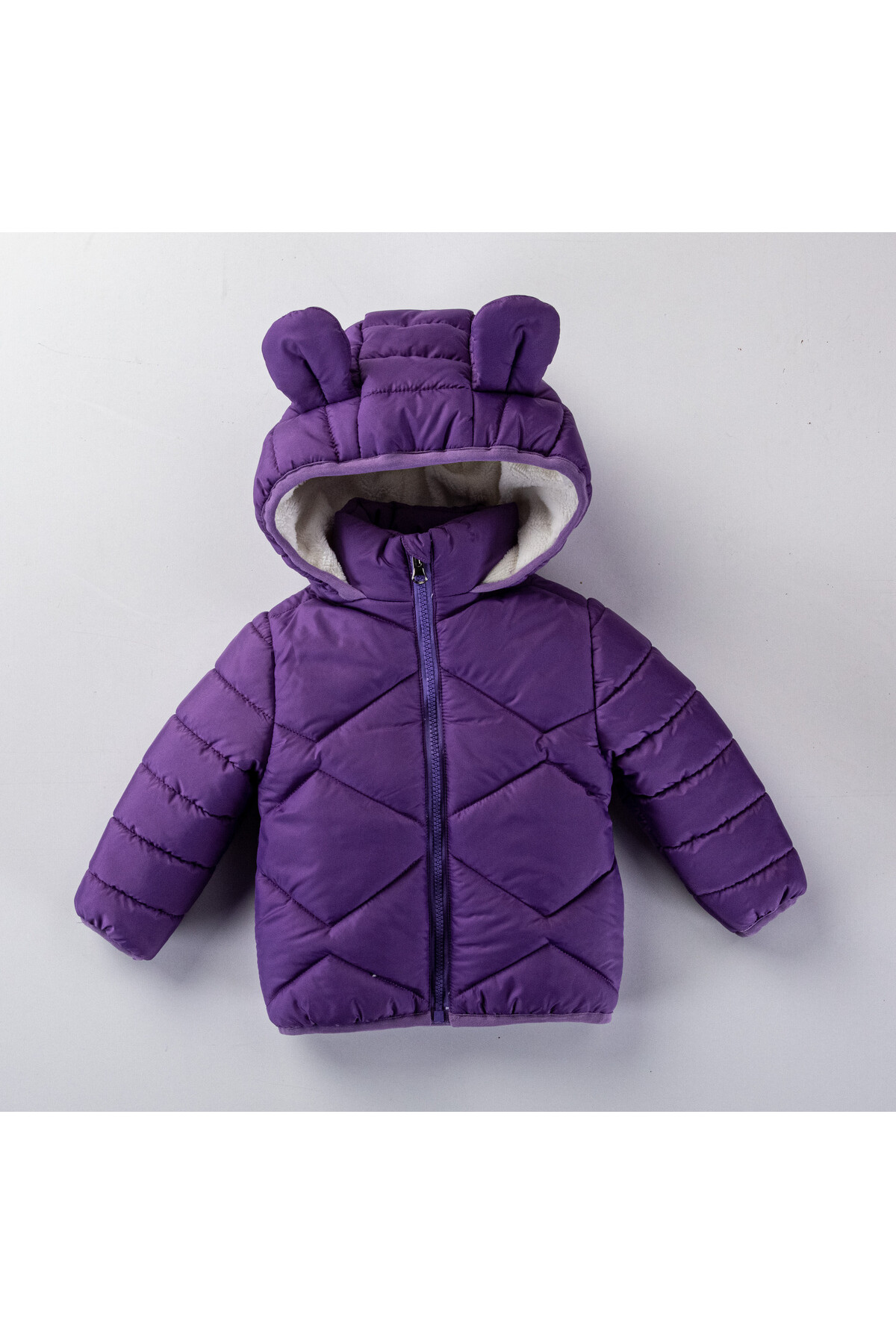 Kız Çocuk Kaban 1-5 Yaş Kışlık Şişme Astarlı Kapüşonlu Mor Mont HZL22W-M21627