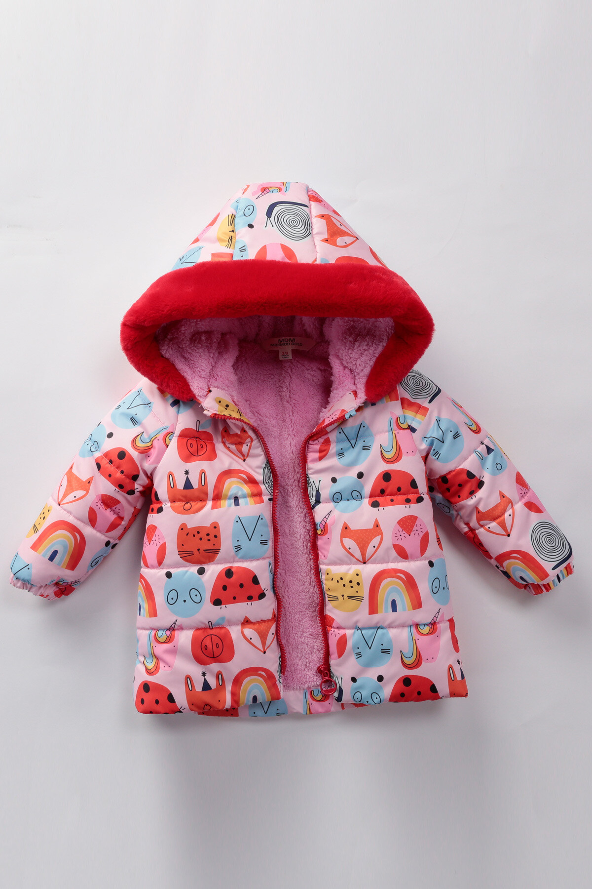 Kız Çocuk Kaban 1-5 Yaş Kışlık Şişme Astarlı Kapüşonlu Pembe Mont HZL22W-M21636